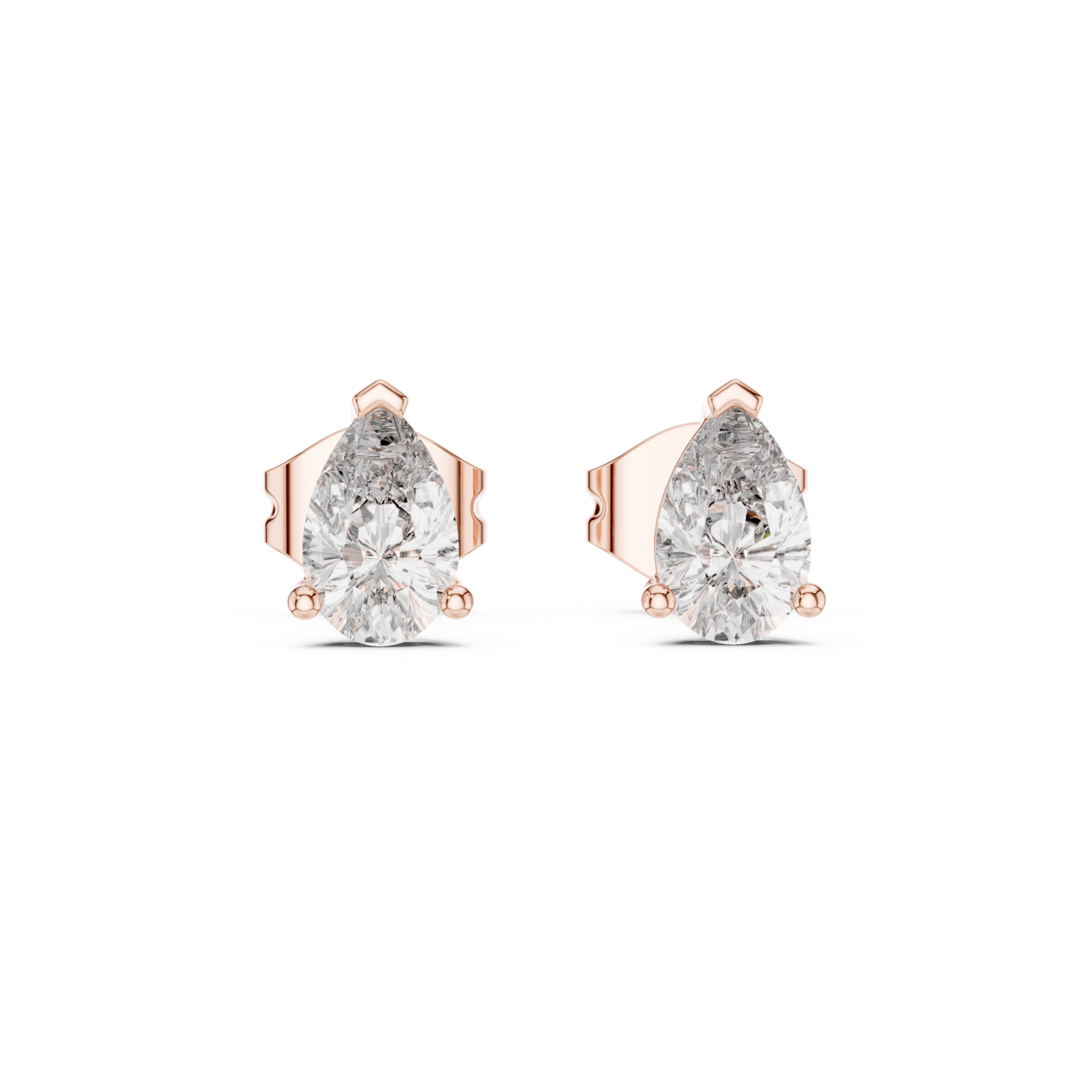 Rose Gold Luminous Pure Simple Stud Earrings Front View