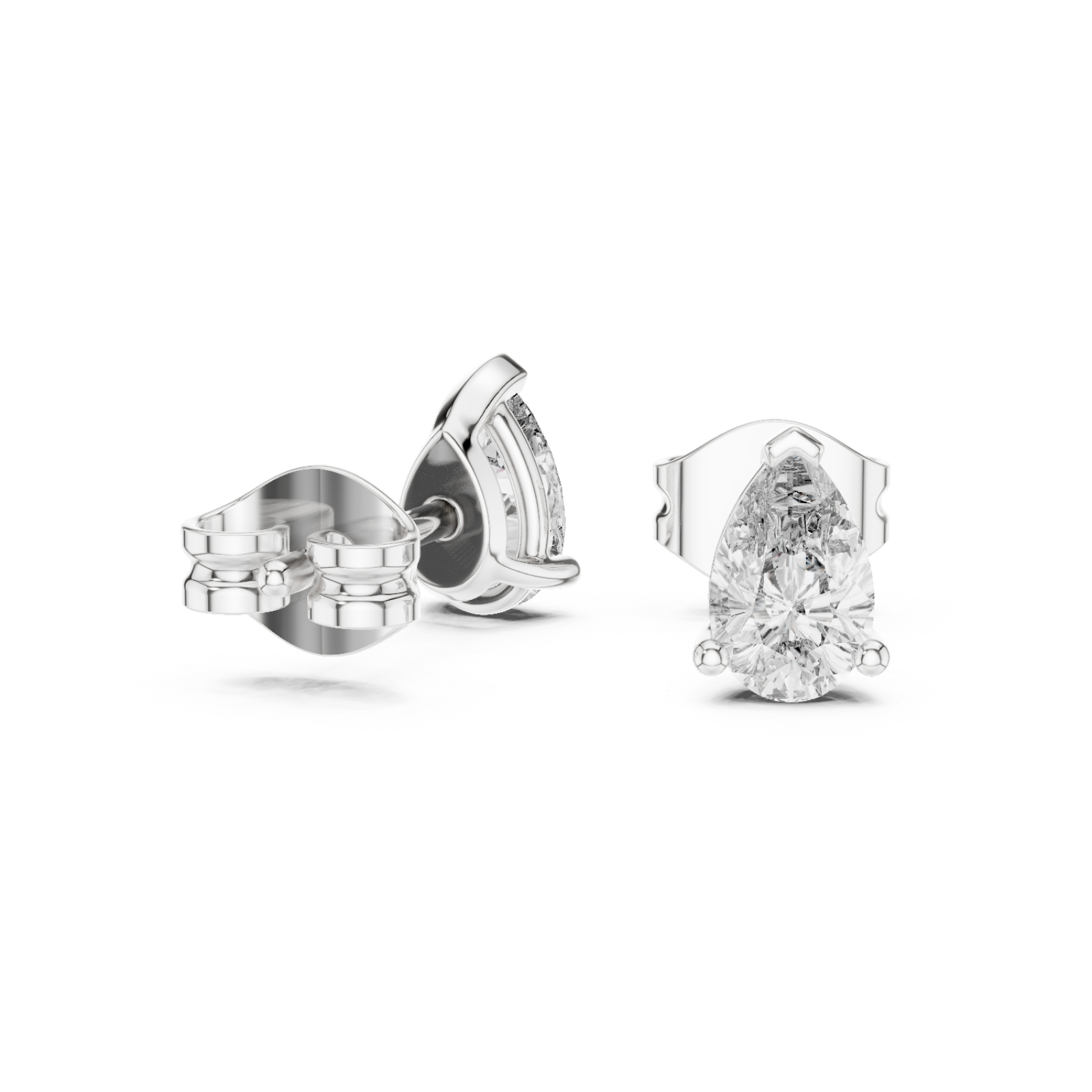  White Gold Luminous Pure Simple Stud Earrings Left View