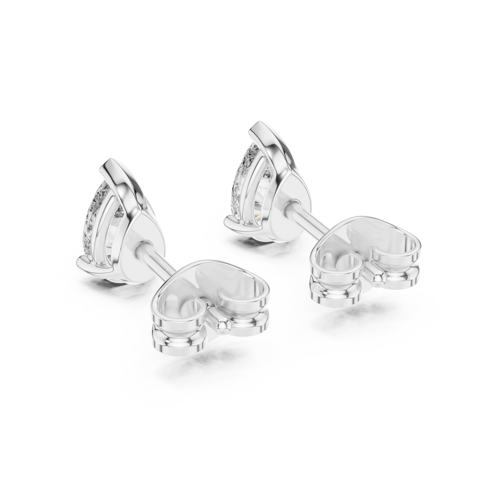  White Gold Luminous Pure Simple Stud Earrings Side View