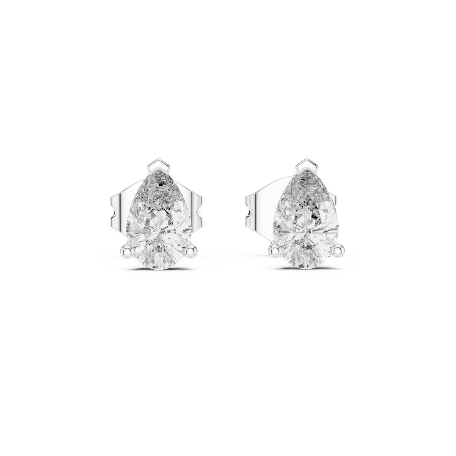  White Gold Luminous Pure Simple Stud Earrings Front View