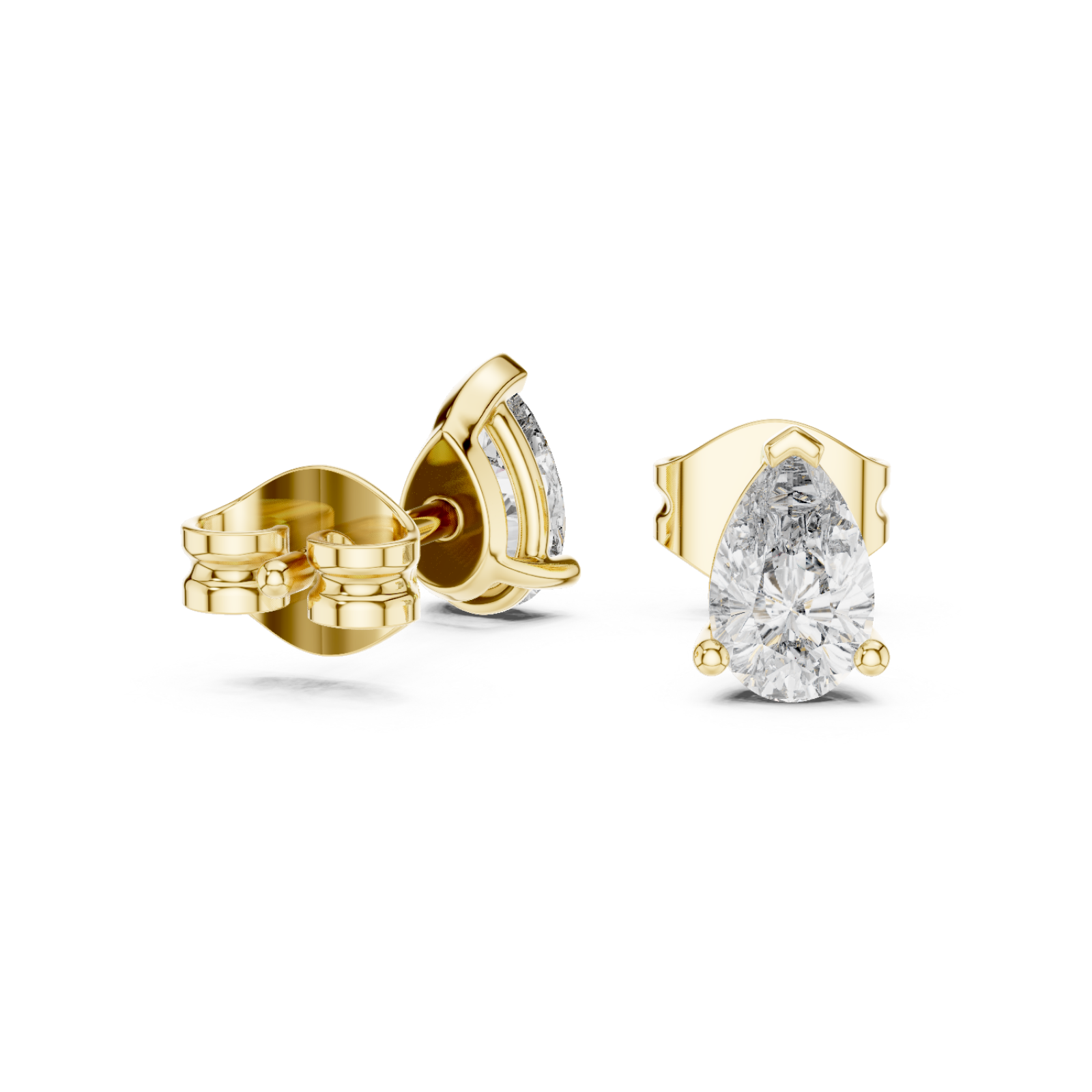  Gold Luminous Pure Simple Stud Earrings Left View