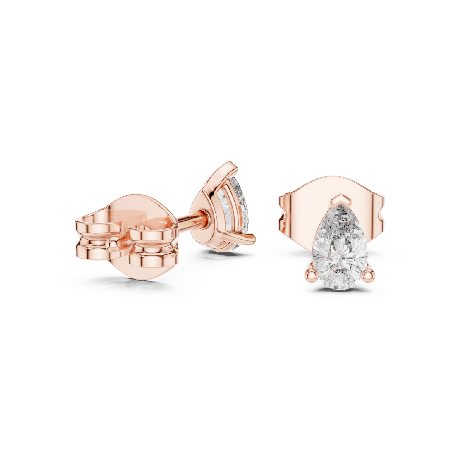  Rose Gold Graceful Curve Timeless Stud Earrings Left View