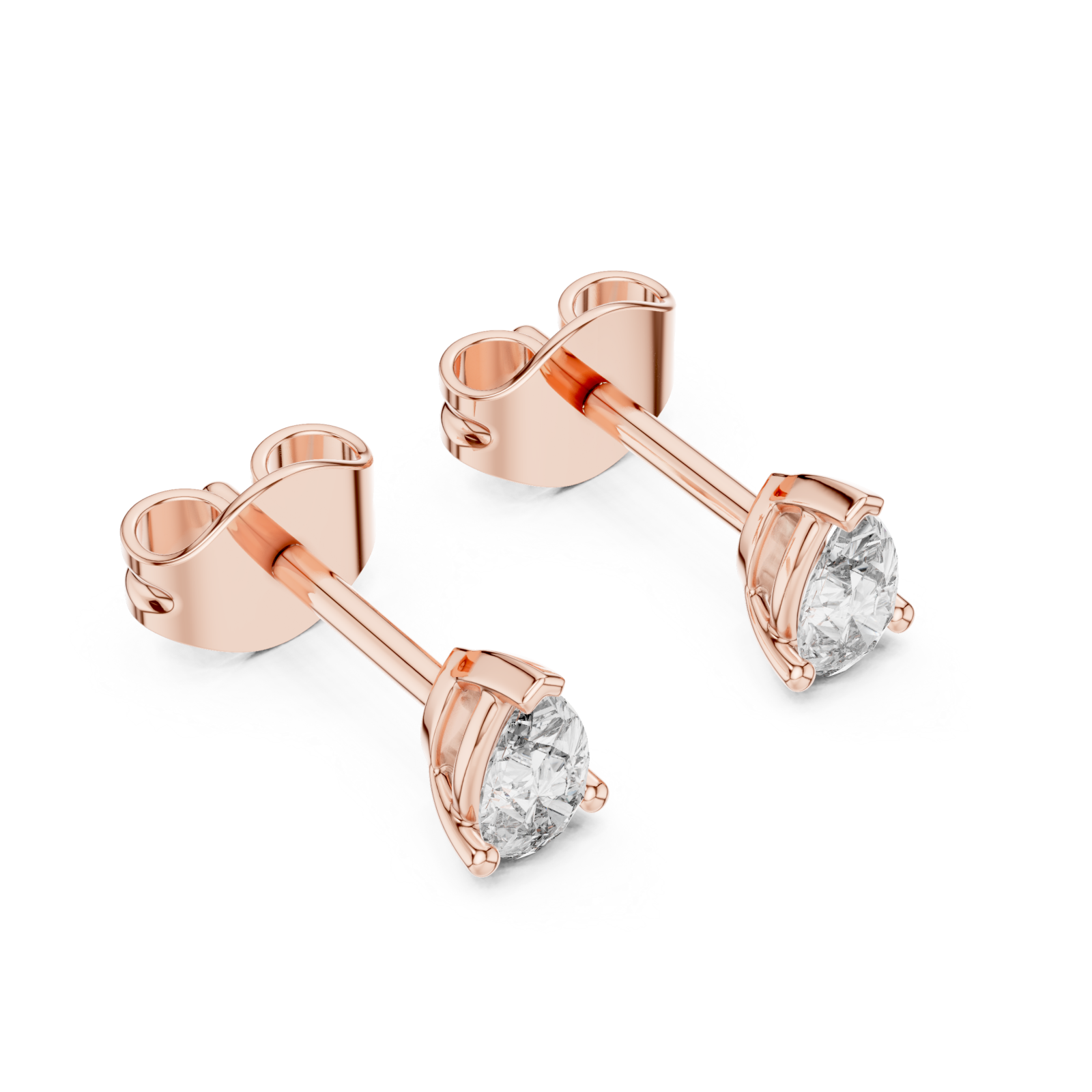  Rose Gold Graceful Curve Timeless Stud Earrings Right View