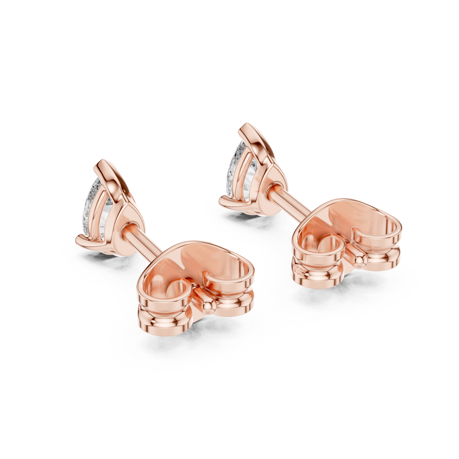  Rose Gold Graceful Curve Timeless Stud Earrings Side View