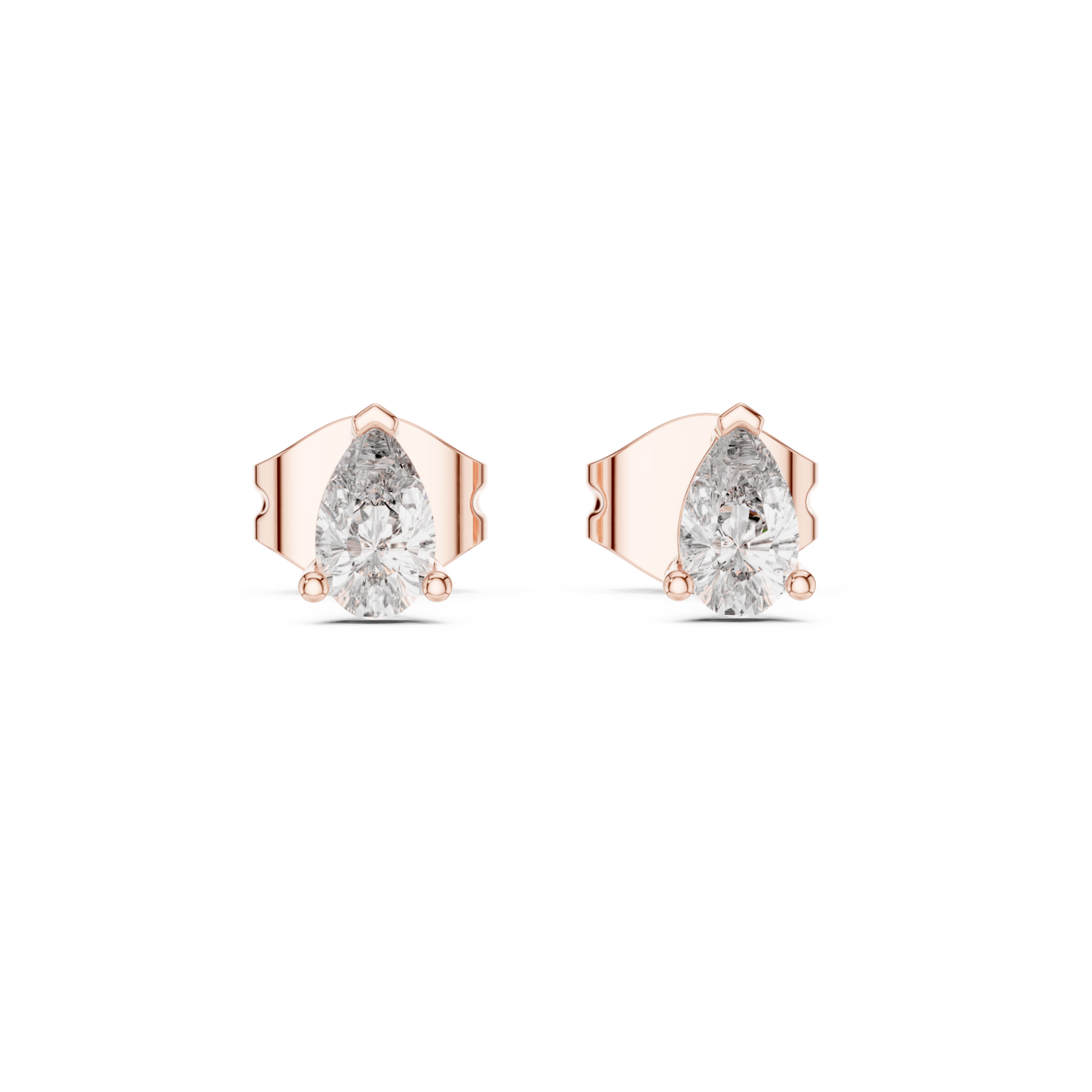  Rose Gold Graceful Curve Timeless Stud Earrings Front View