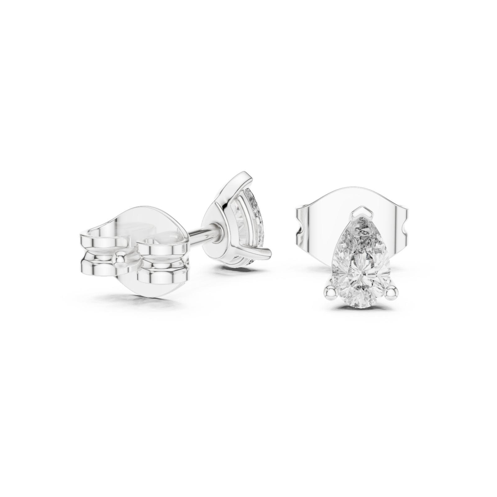  White Gold Graceful Curve Timeless Stud Earrings Left View