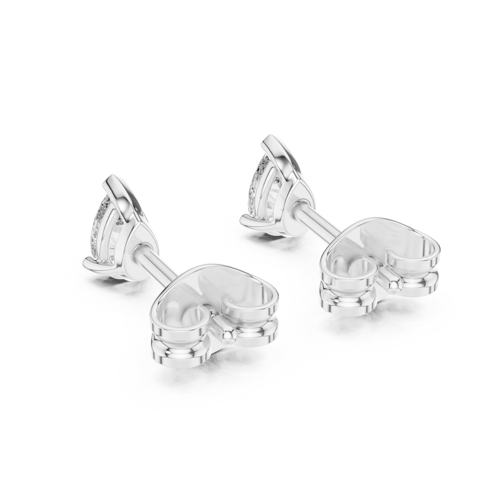  White Gold Graceful Curve Timeless Stud Earrings Side View