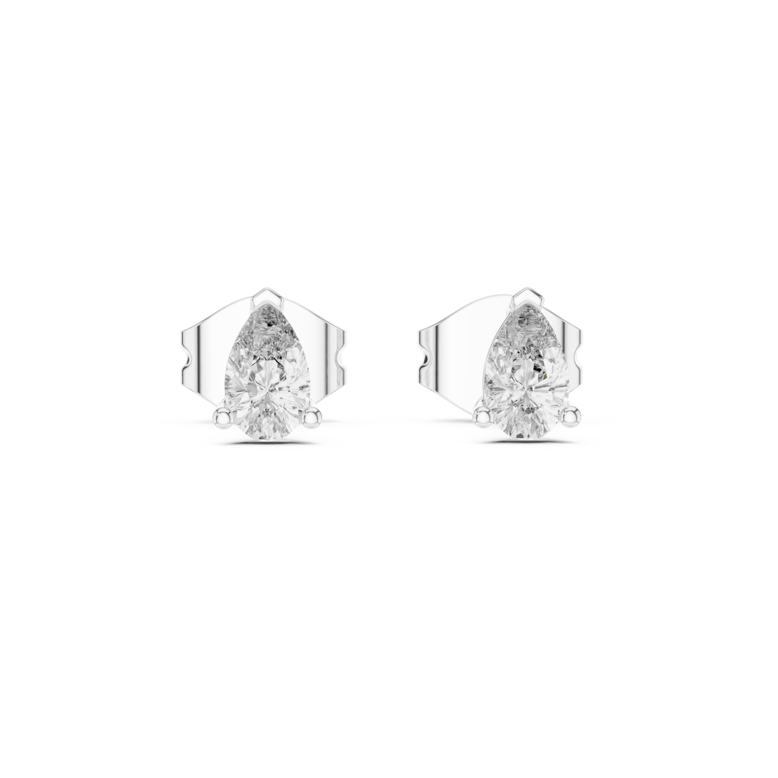  White Gold Graceful Curve Timeless Stud Earrings Front View