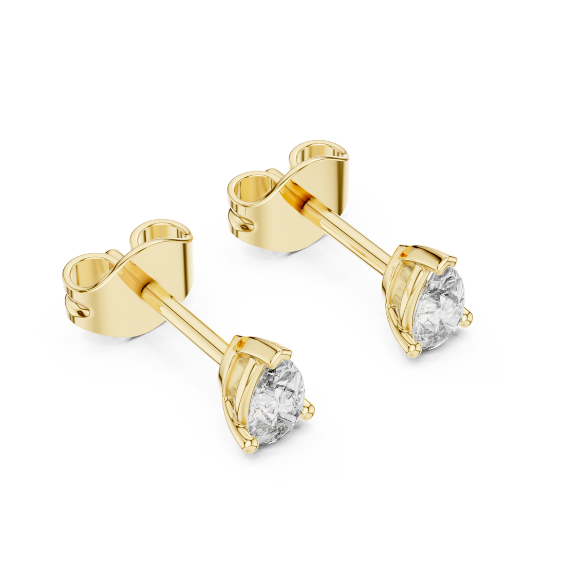 Gold Graceful Curve Timeless Stud Earrings Right View