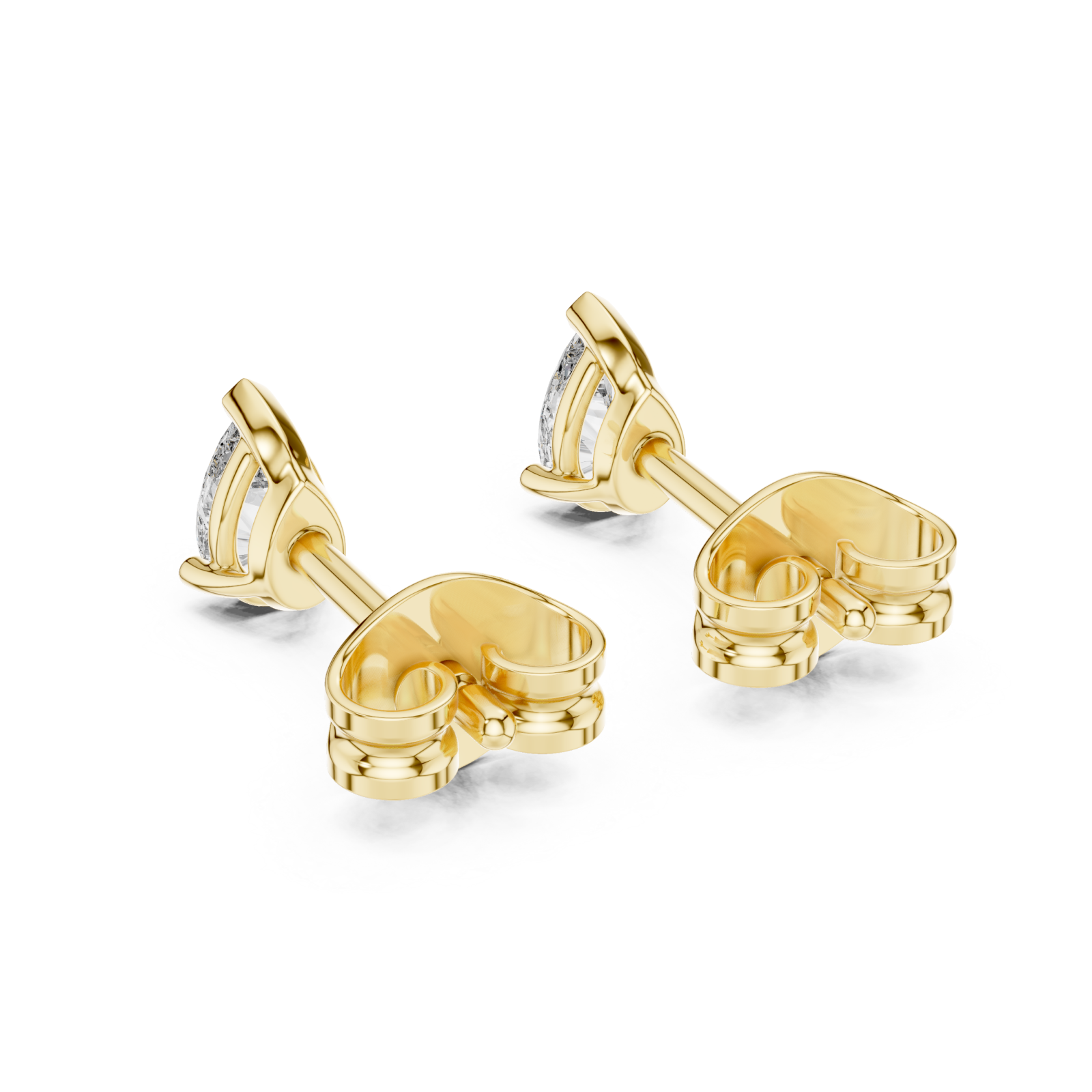  Gold Graceful Curve Timeless Stud Earrings Side View