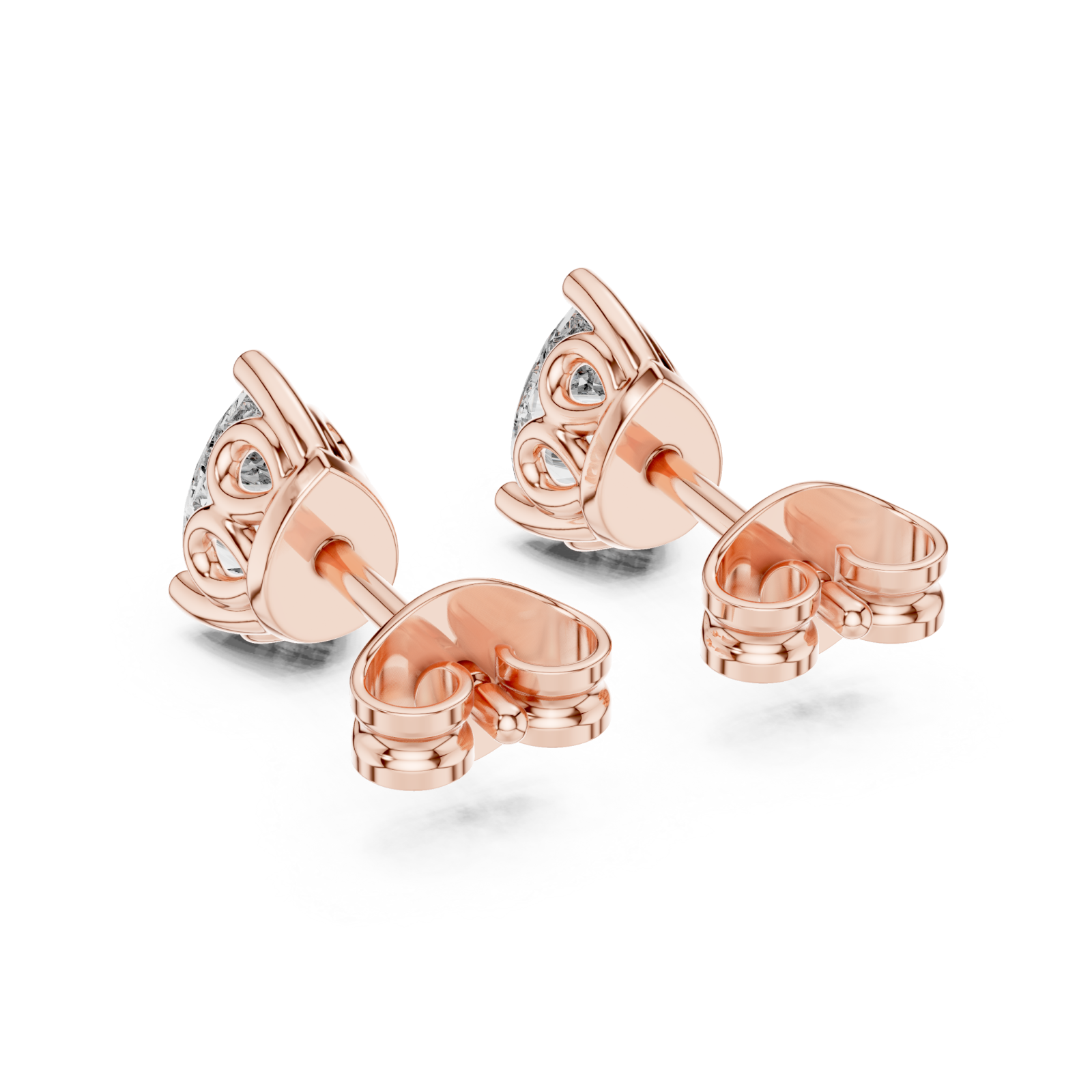  Rose Gold Radiant Carved Luster Stud Earrings Side View