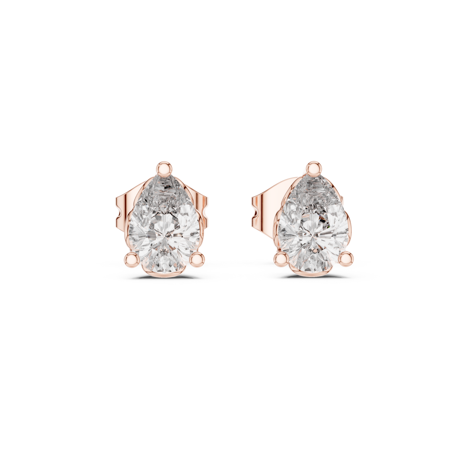  Rose Gold Radiant Carved Luster Stud Earrings Front View