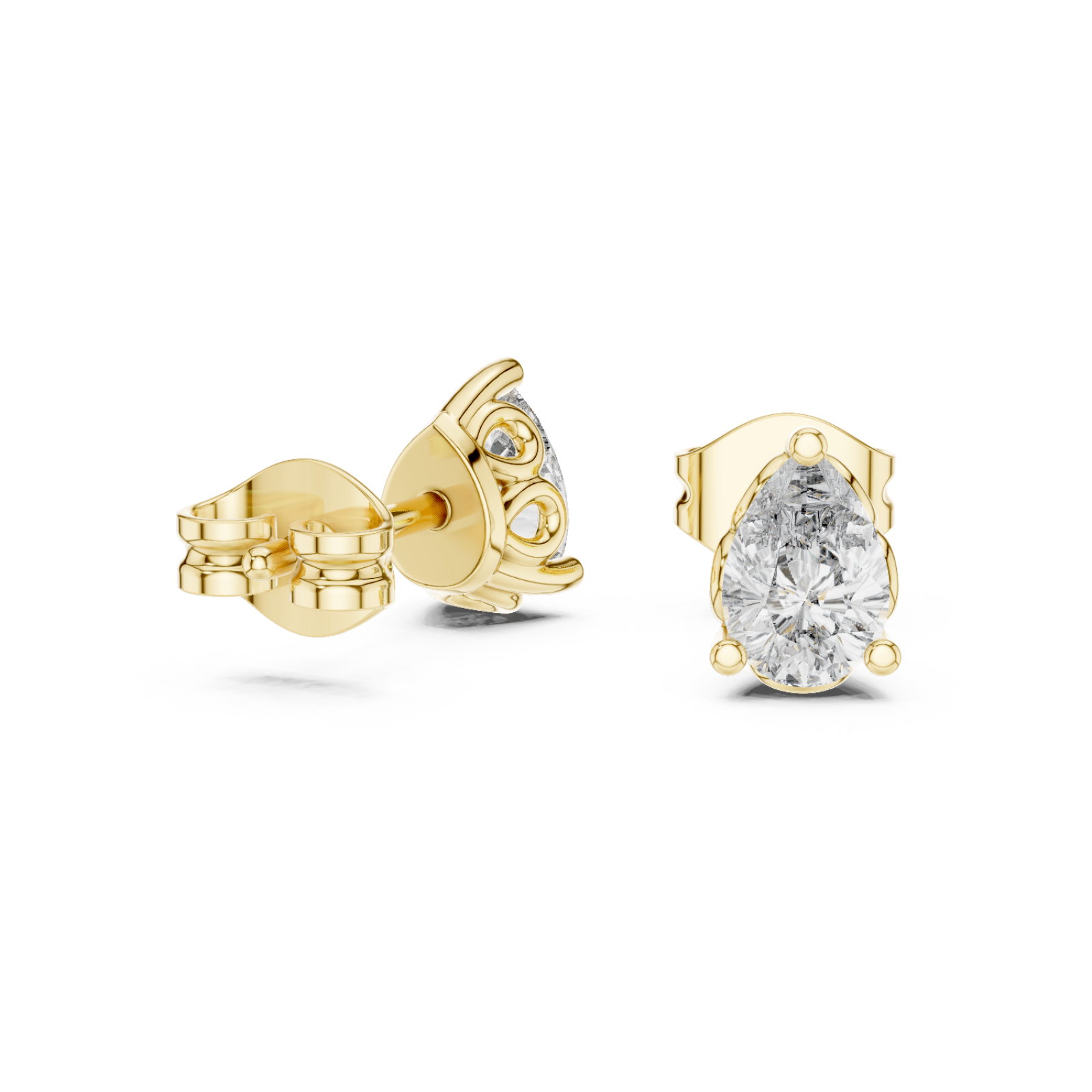  Gold Radiant Carved Luster Stud Earrings Left View