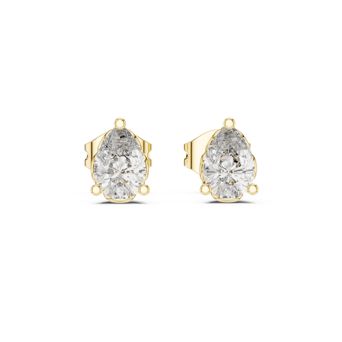 Gold Radiant Carved Luster Stud Earrings Right View