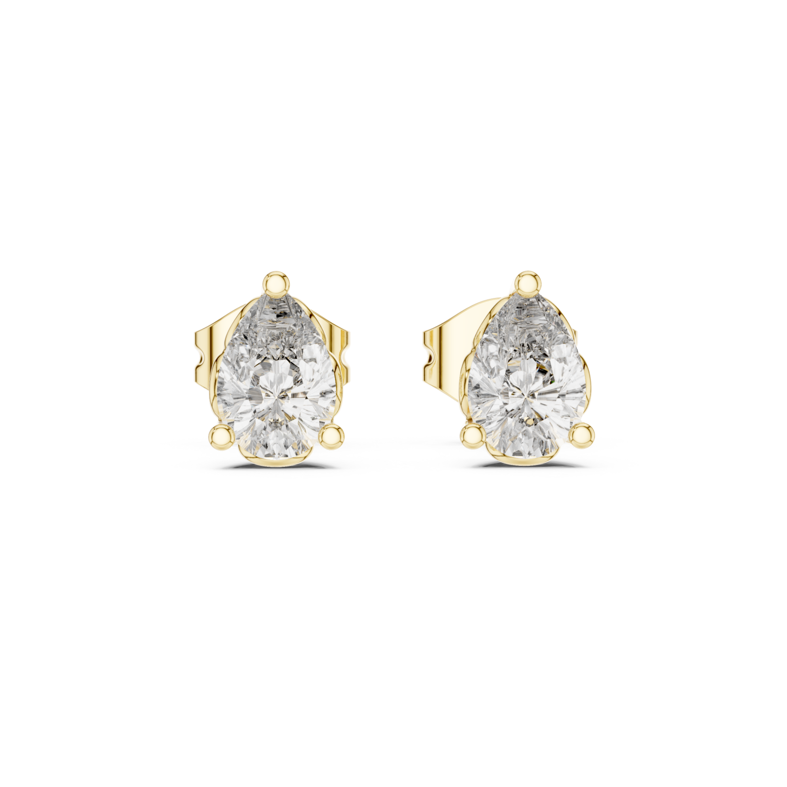  Gold Radiant Carved Luster Stud Earrings Front View