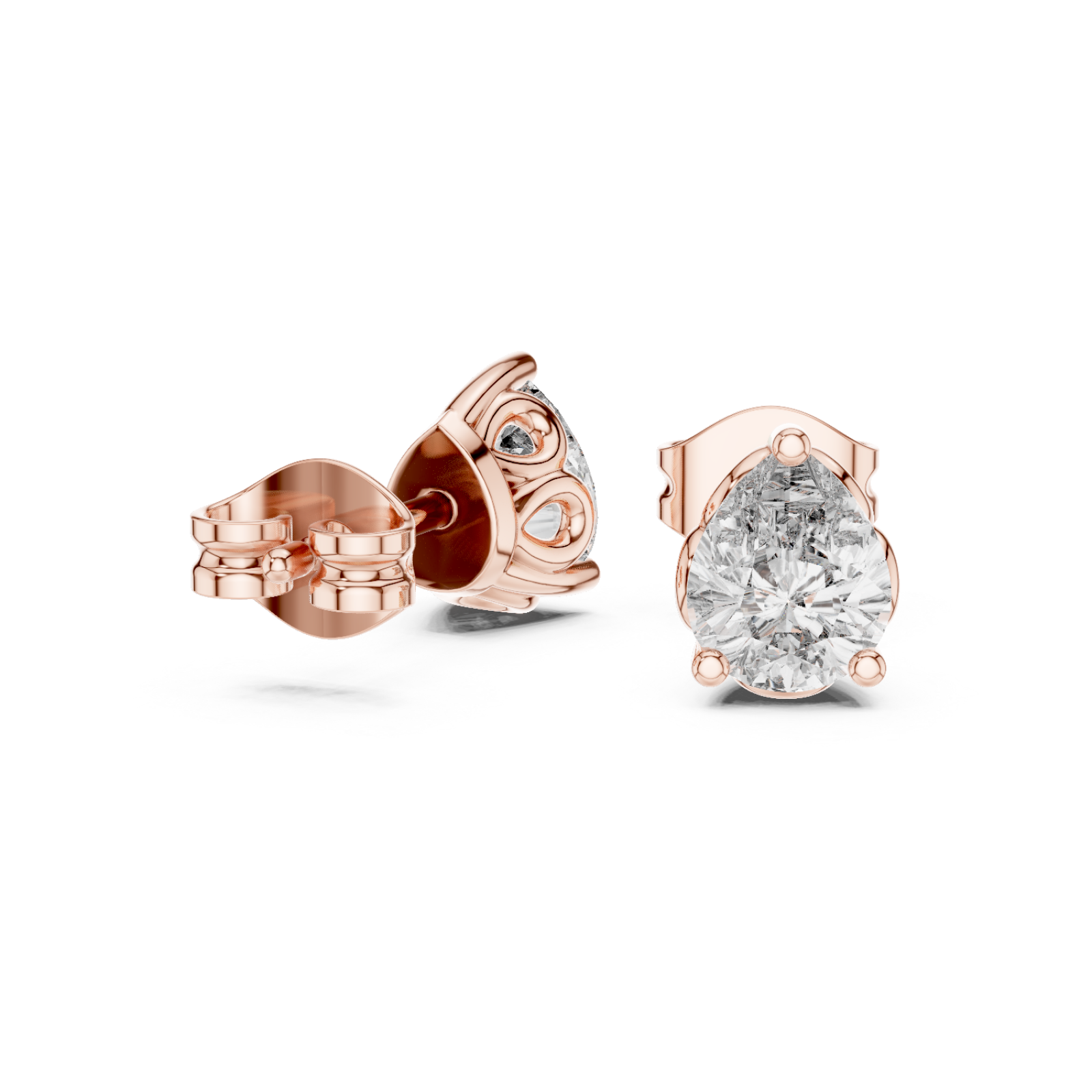  Rose Gold Twist Embrace Stud Earrings Left View