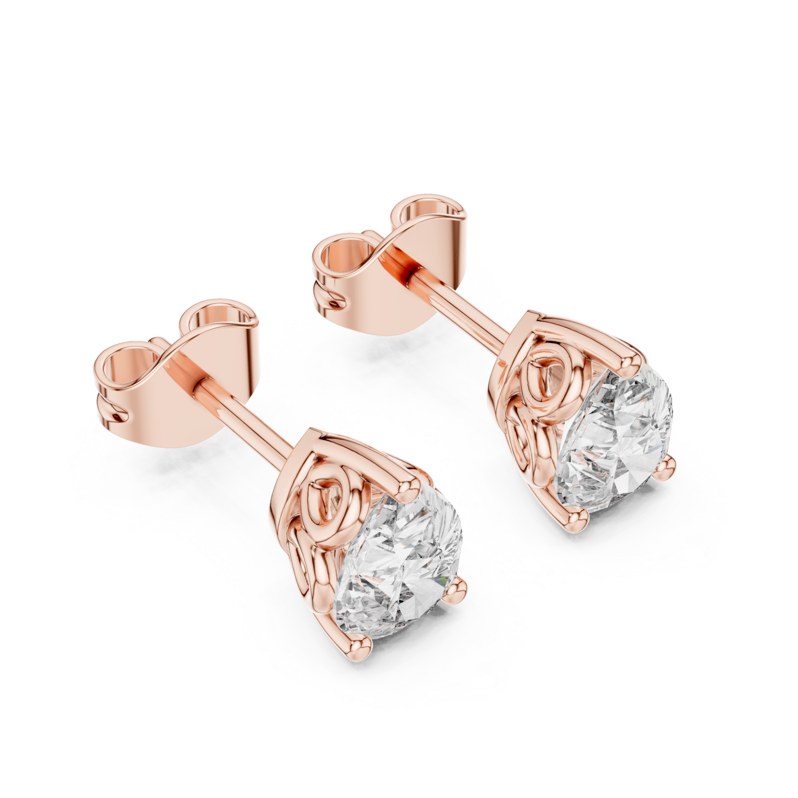  Rose Gold Twist Embrace Stud Earrings Right View