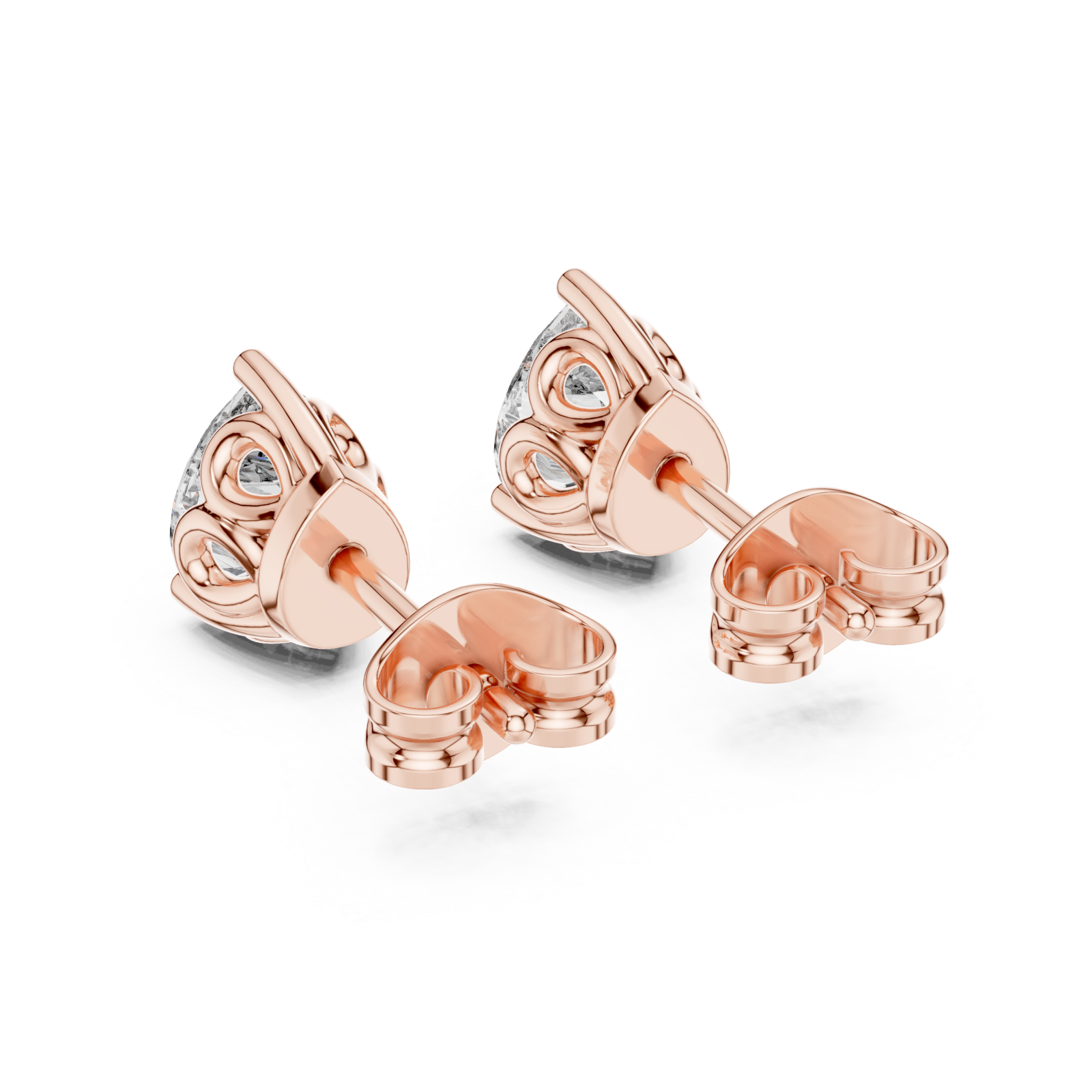  Rose Gold Twist Embrace Stud Earrings Side View