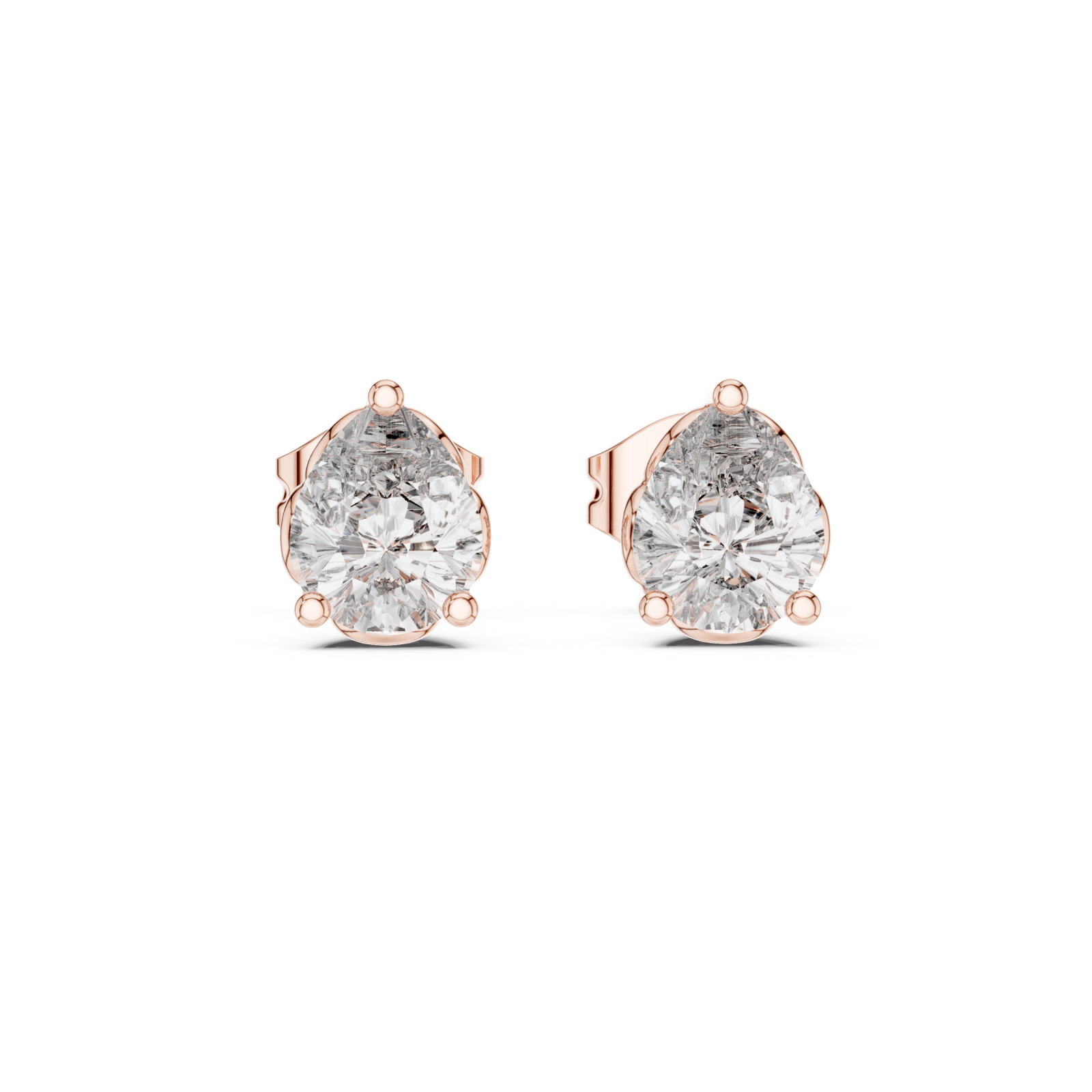  Rose Gold Twist Embrace Stud Earrings Front View