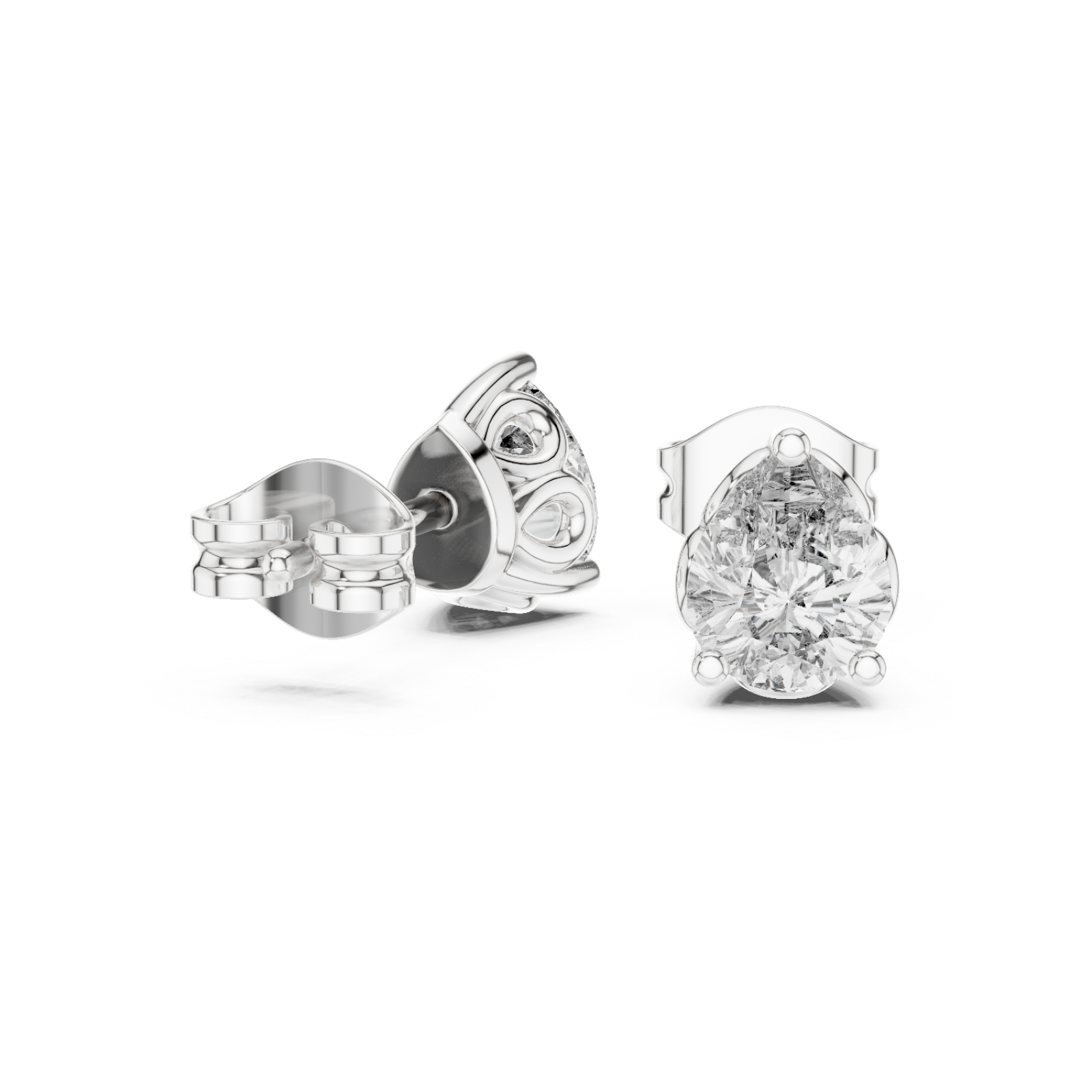  White Gold Twist Embrace Stud Earrings Left View
