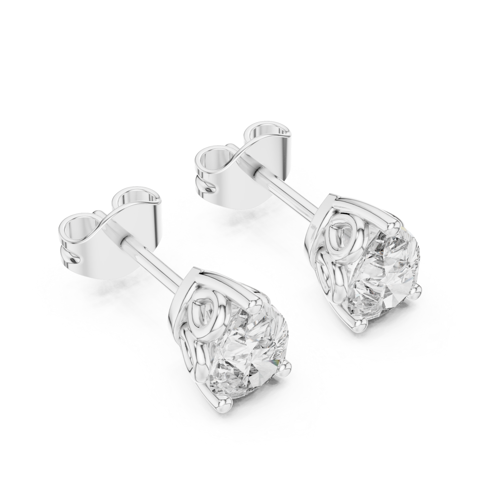  White Gold Twist Embrace Stud Earrings Right View