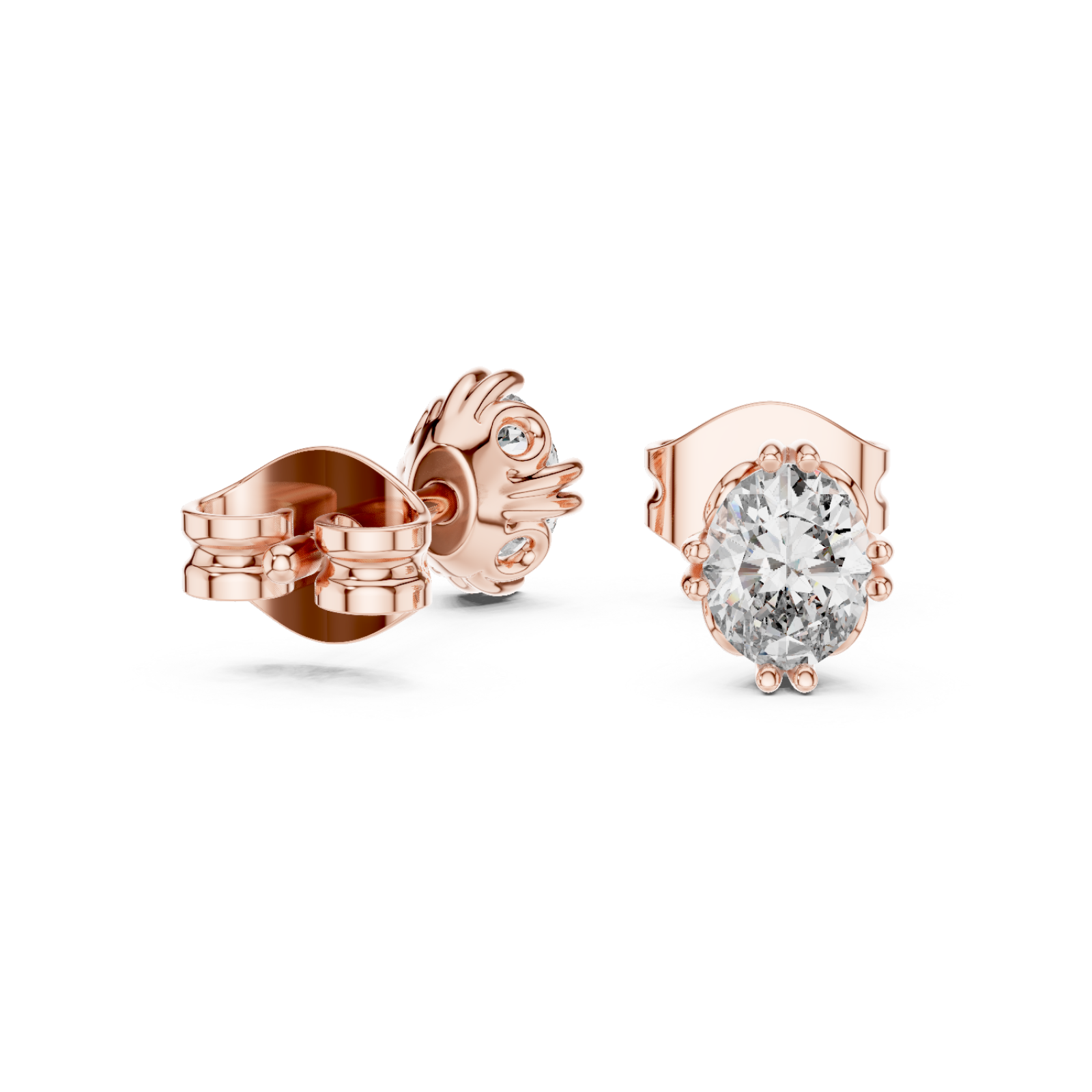  Rose Gold Radiant Petal Embrace Stud Earrings Left View