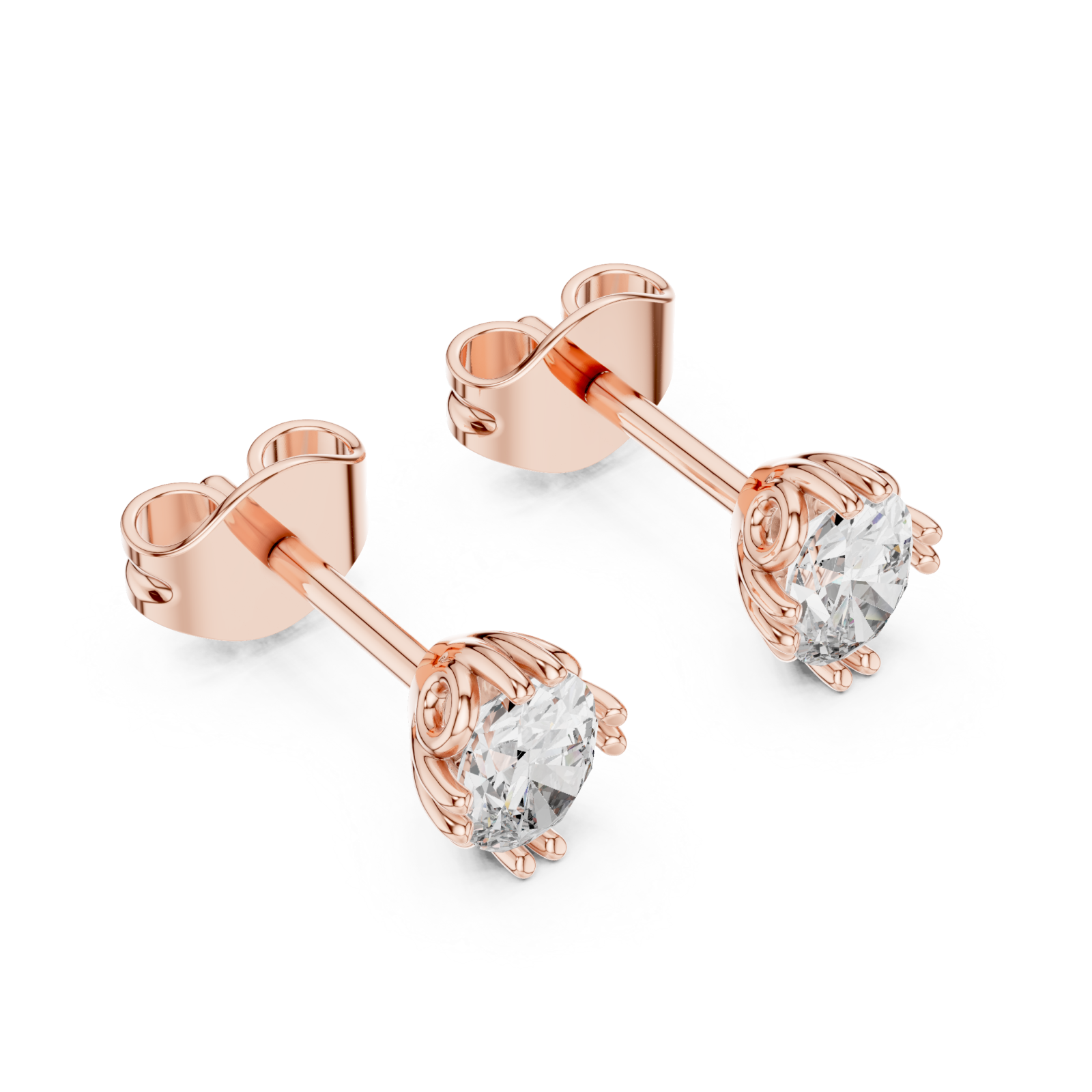  Rose Gold Radiant Petal Embrace Stud Earrings Right View