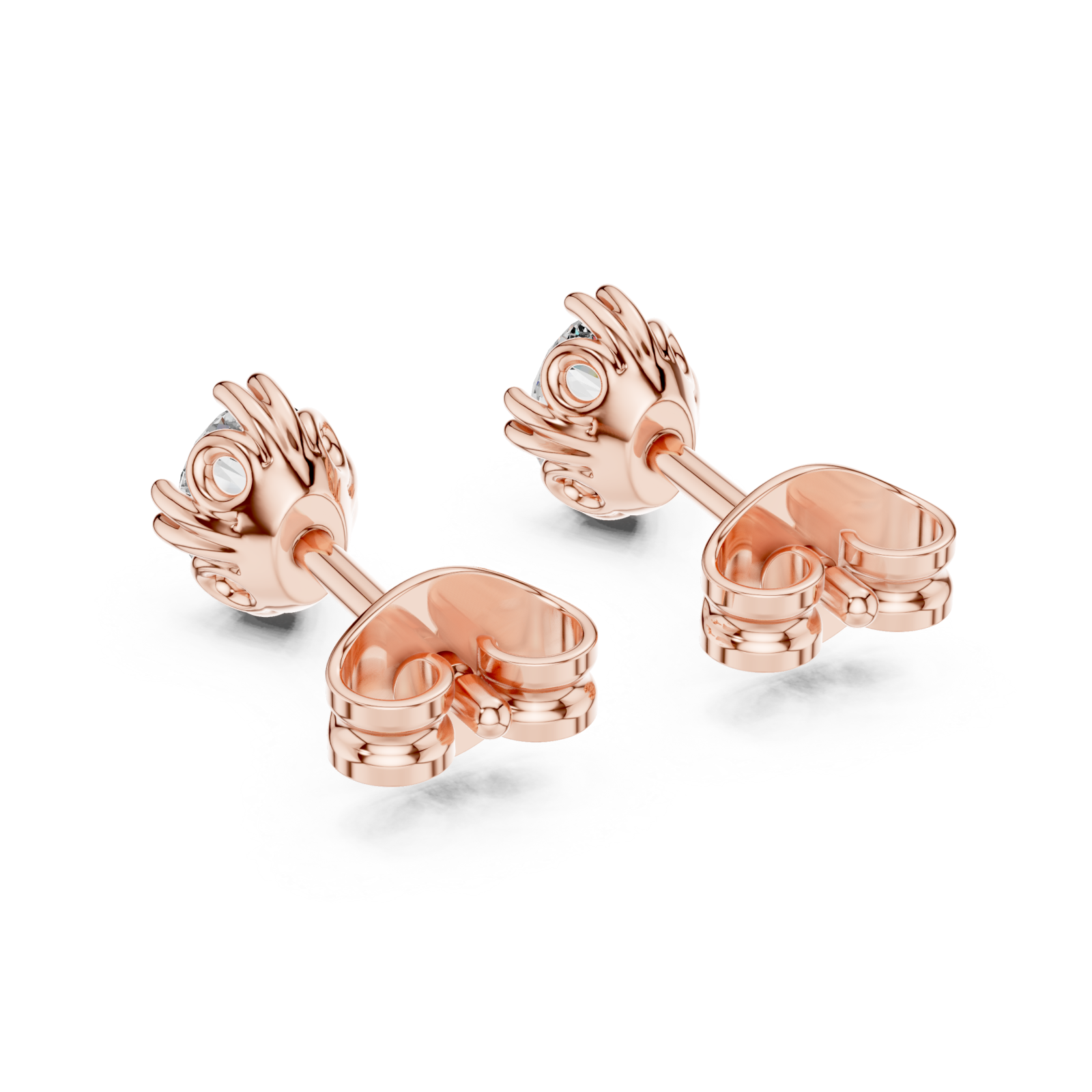  Rose Gold Radiant Petal Embrace Stud Earrings Side View