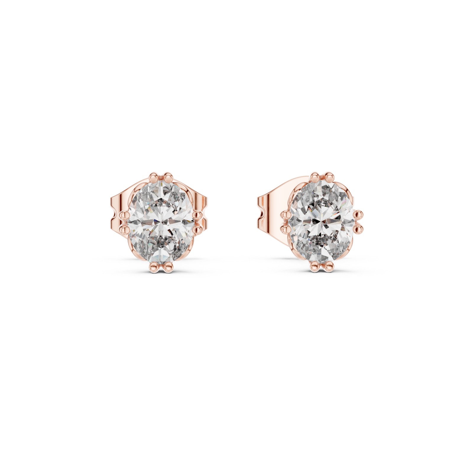  Rose Gold Radiant Petal Embrace Stud Earrings Front View