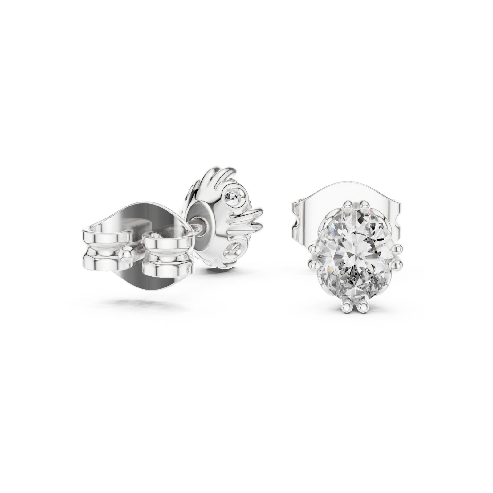  White Gold Radiant Petal Embrace Stud Earrings Left View