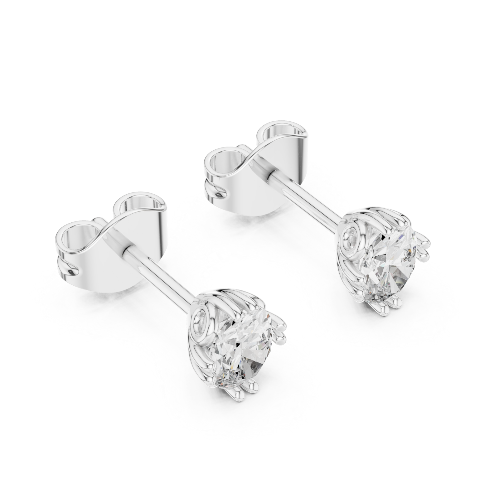  White Gold Radiant Petal Embrace Stud Earrings Right View