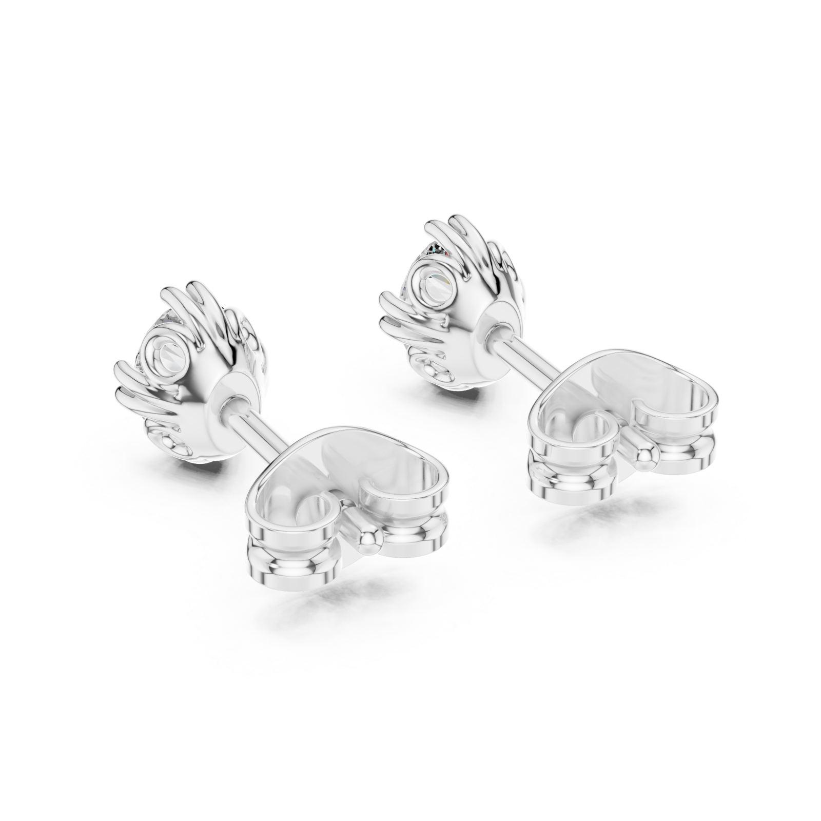  White Gold Radiant Petal Embrace Stud Earrings Side View
