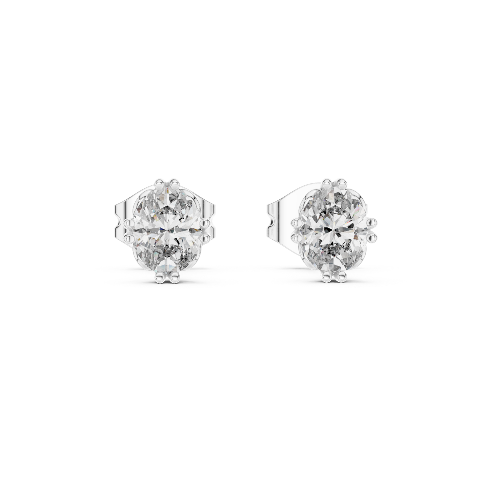  White Gold Radiant Petal Embrace Stud Earrings Front View