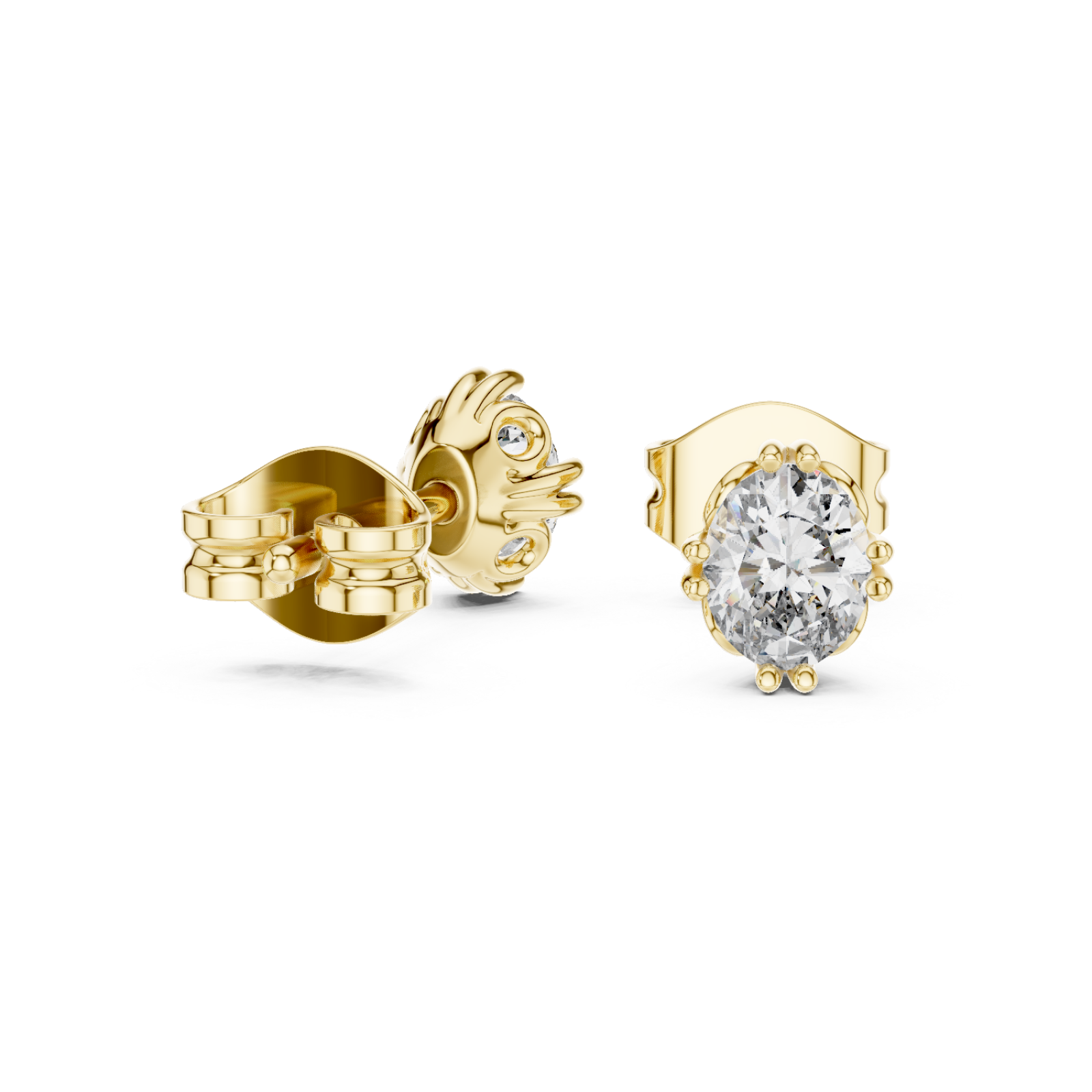  Gold Radiant Petal Embrace Stud Earrings Left View
