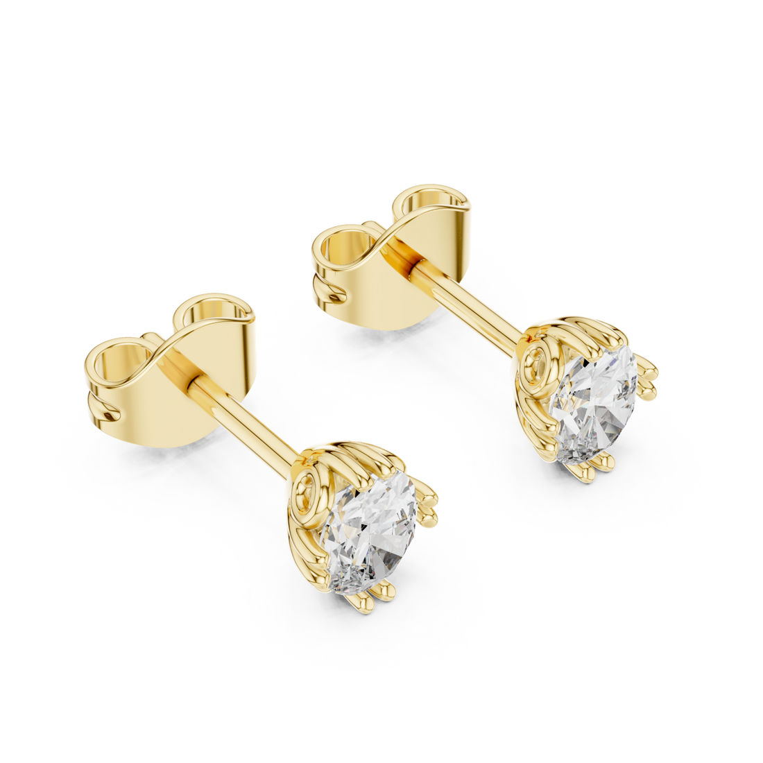 Gold Radiant Petal Embrace Stud Earrings Right View