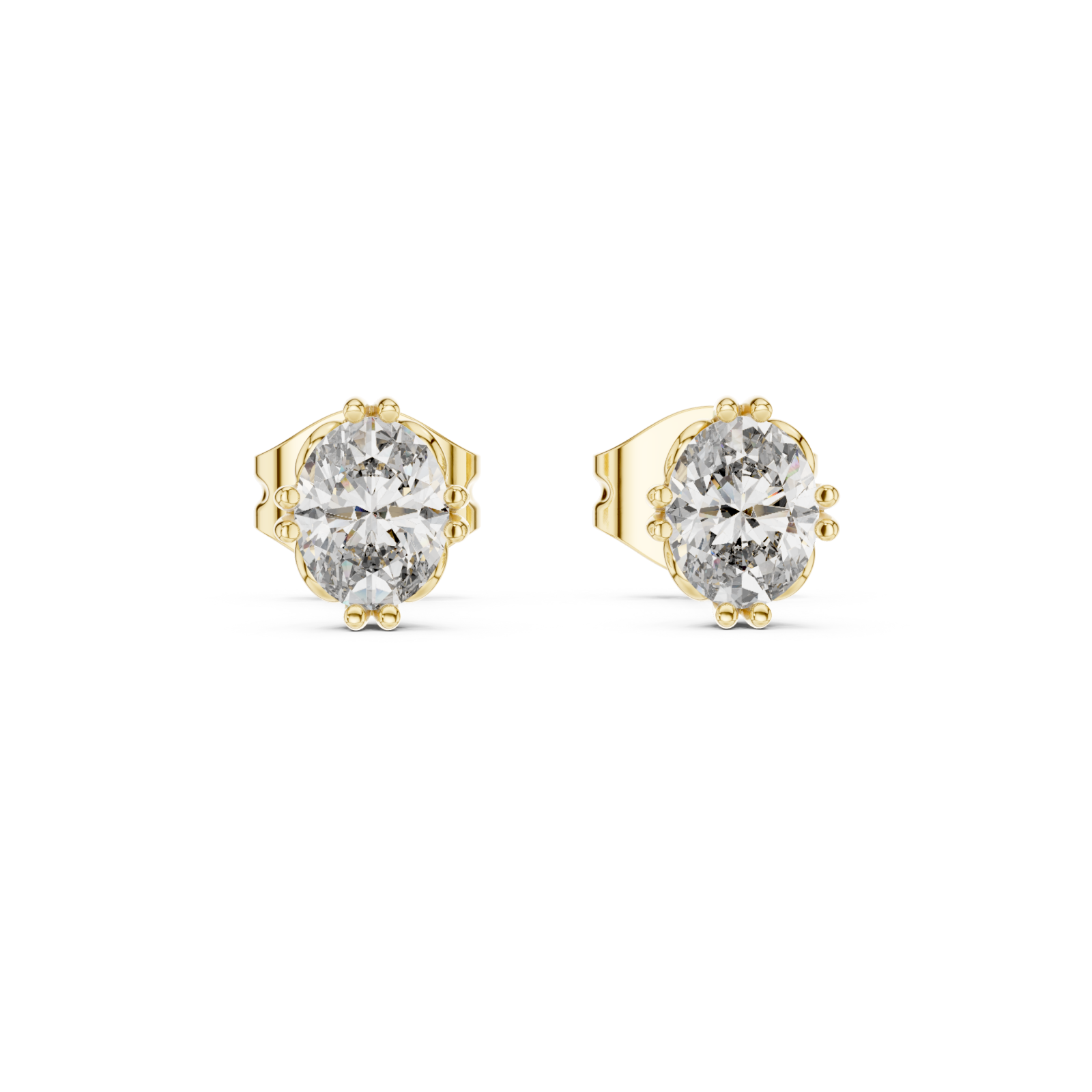  Gold Radiant Petal Embrace Stud Earrings Front View