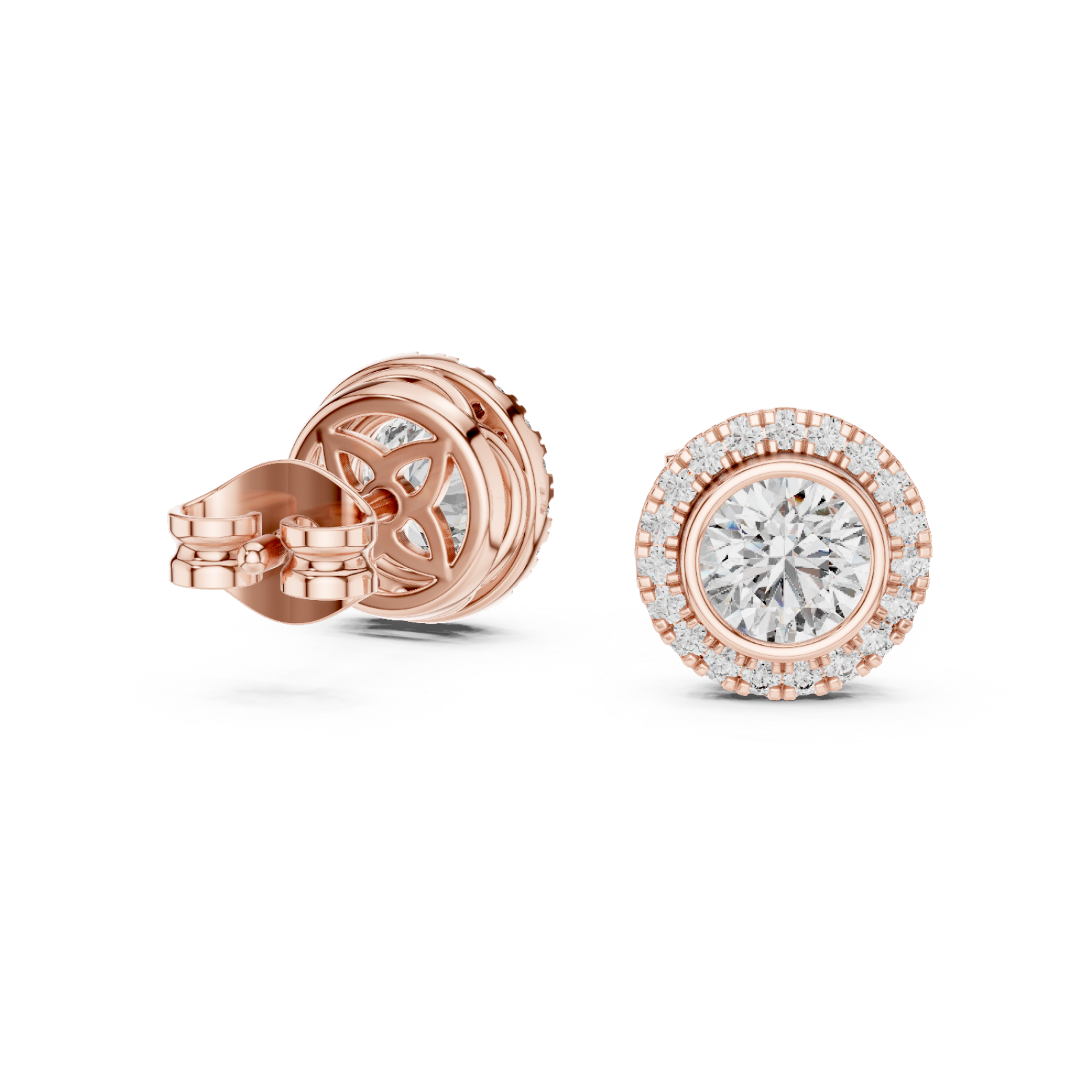  Rose Gold Brilliant Embrace Delicate Circle Studs Left View