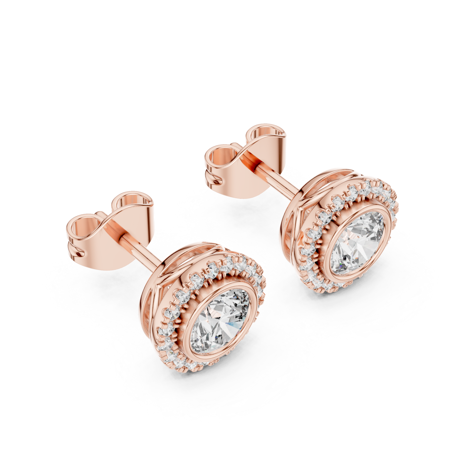  Rose Gold Brilliant Embrace Delicate Circle Studs Right View