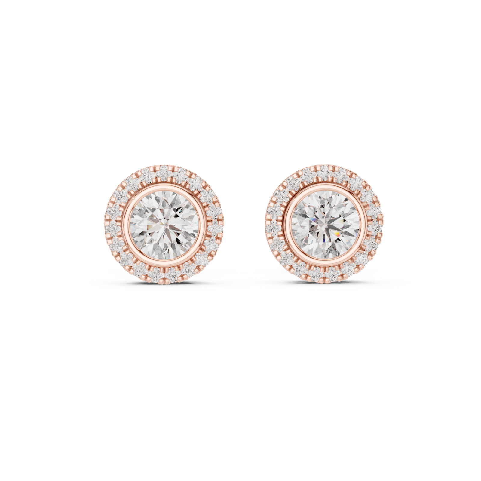  Rose Gold Brilliant Embrace Delicate Circle Studs Front View