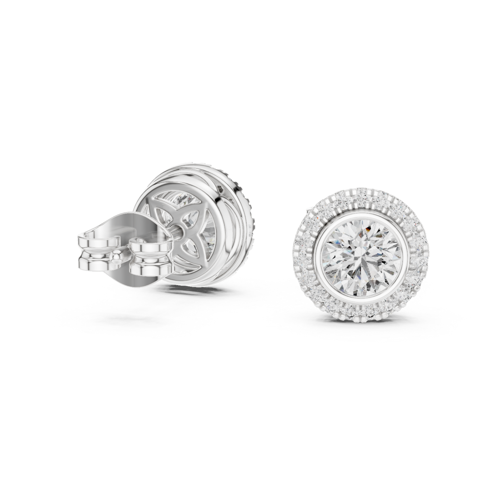  White Gold Brilliant Embrace Delicate Circle Studs Left View