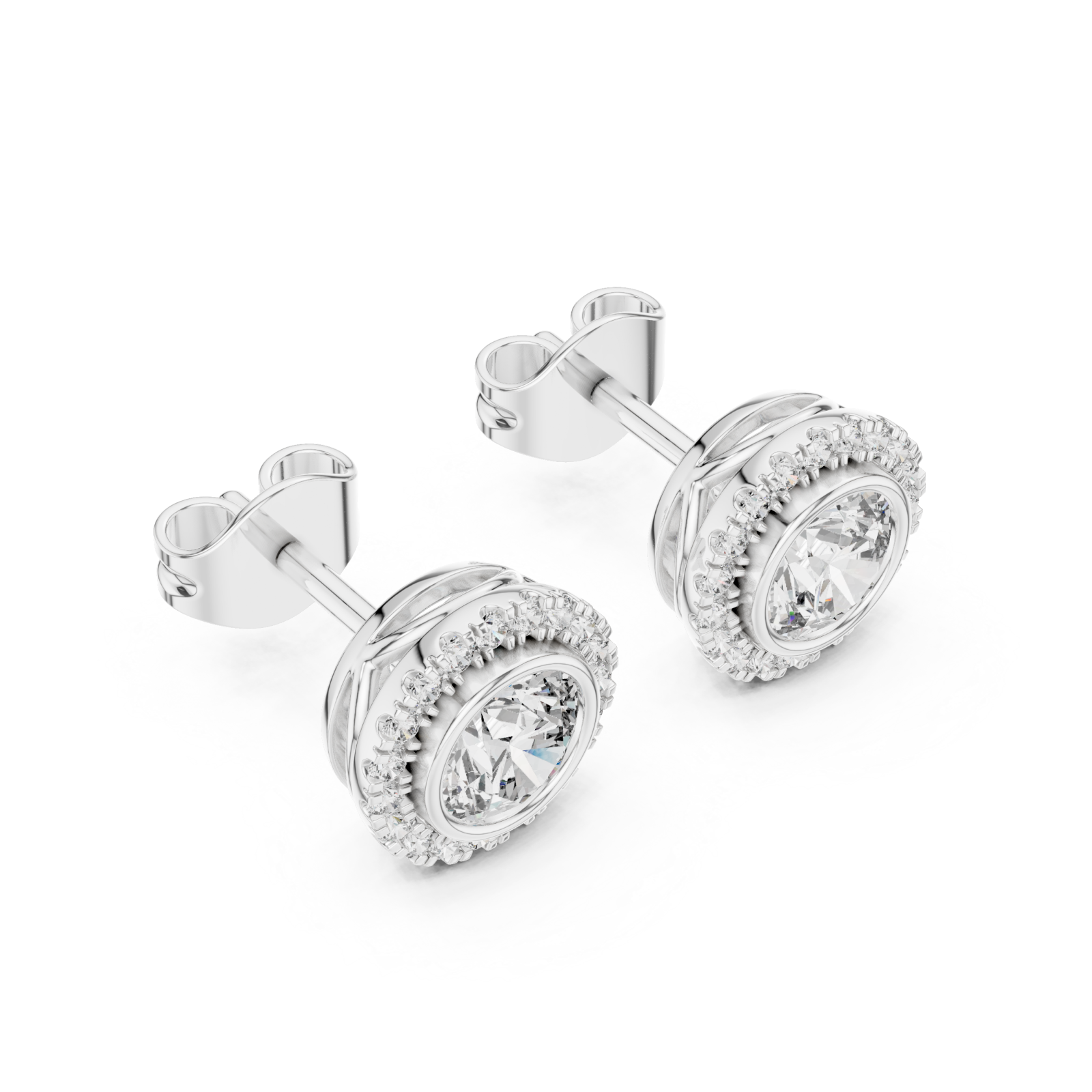  White Gold Brilliant Embrace Delicate Circle Studs Right View