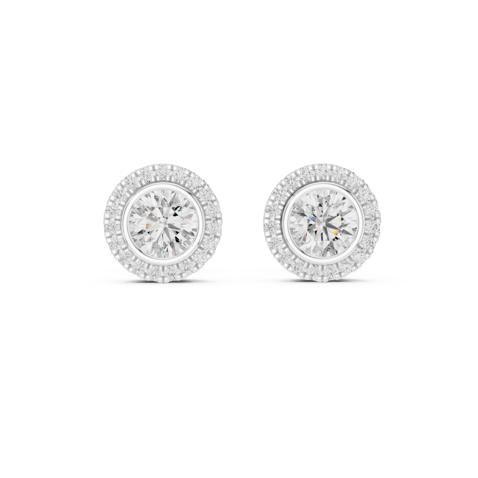  White Gold Brilliant Embrace Delicate Circle Studs Front View