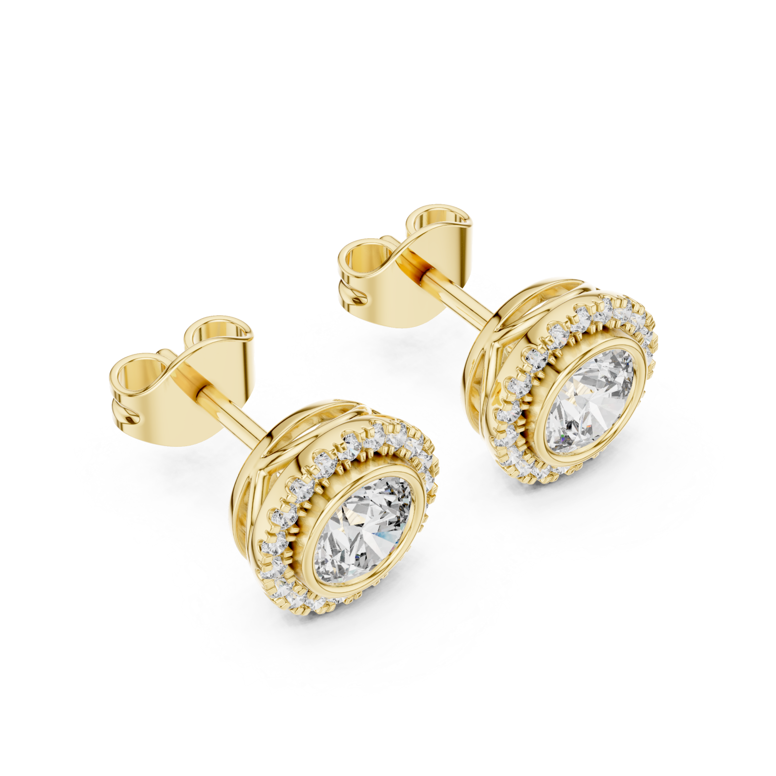 Gold Brilliant Embrace Delicate Circle Studs Right View