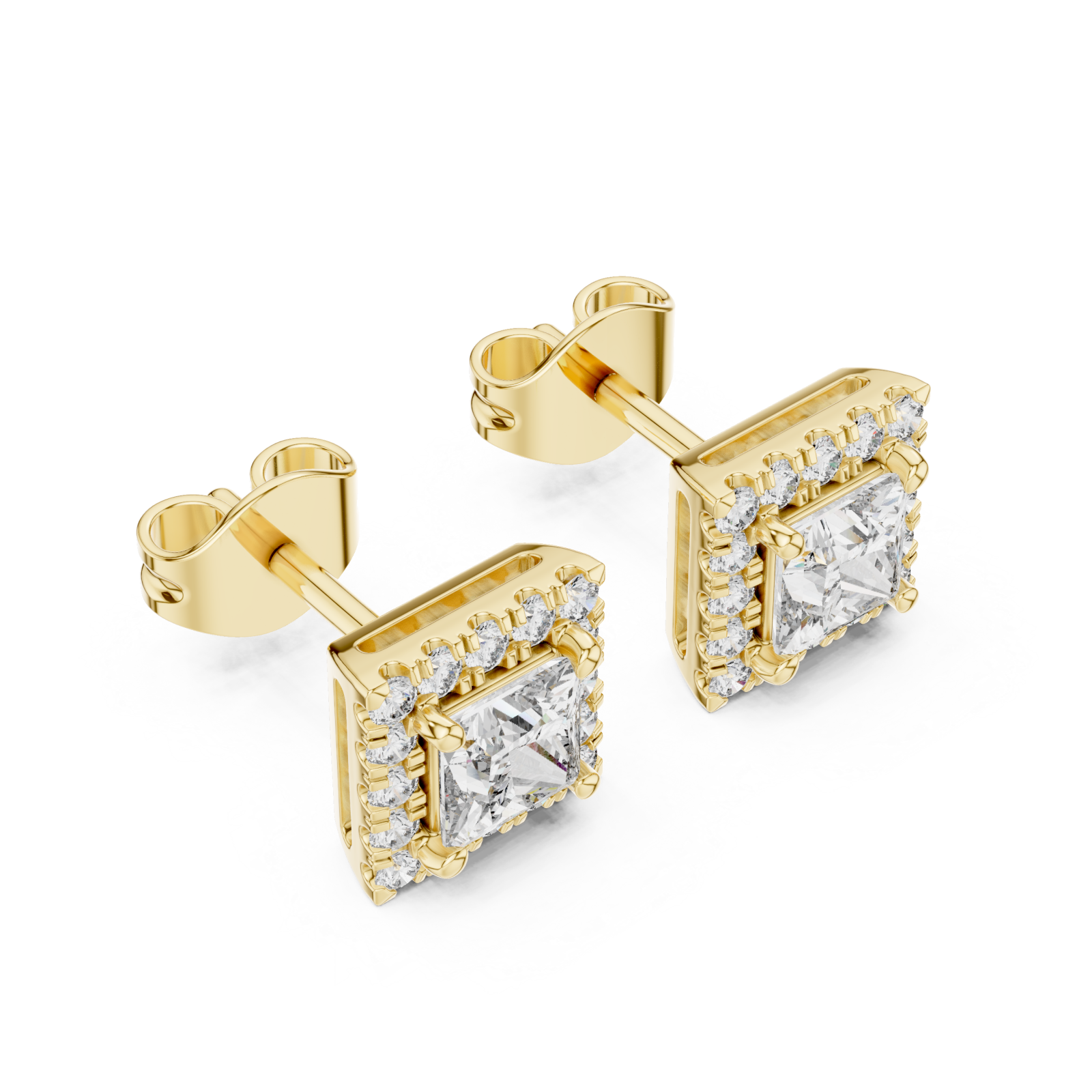Gold Radiant Square Elegance Stud Earrings Right View