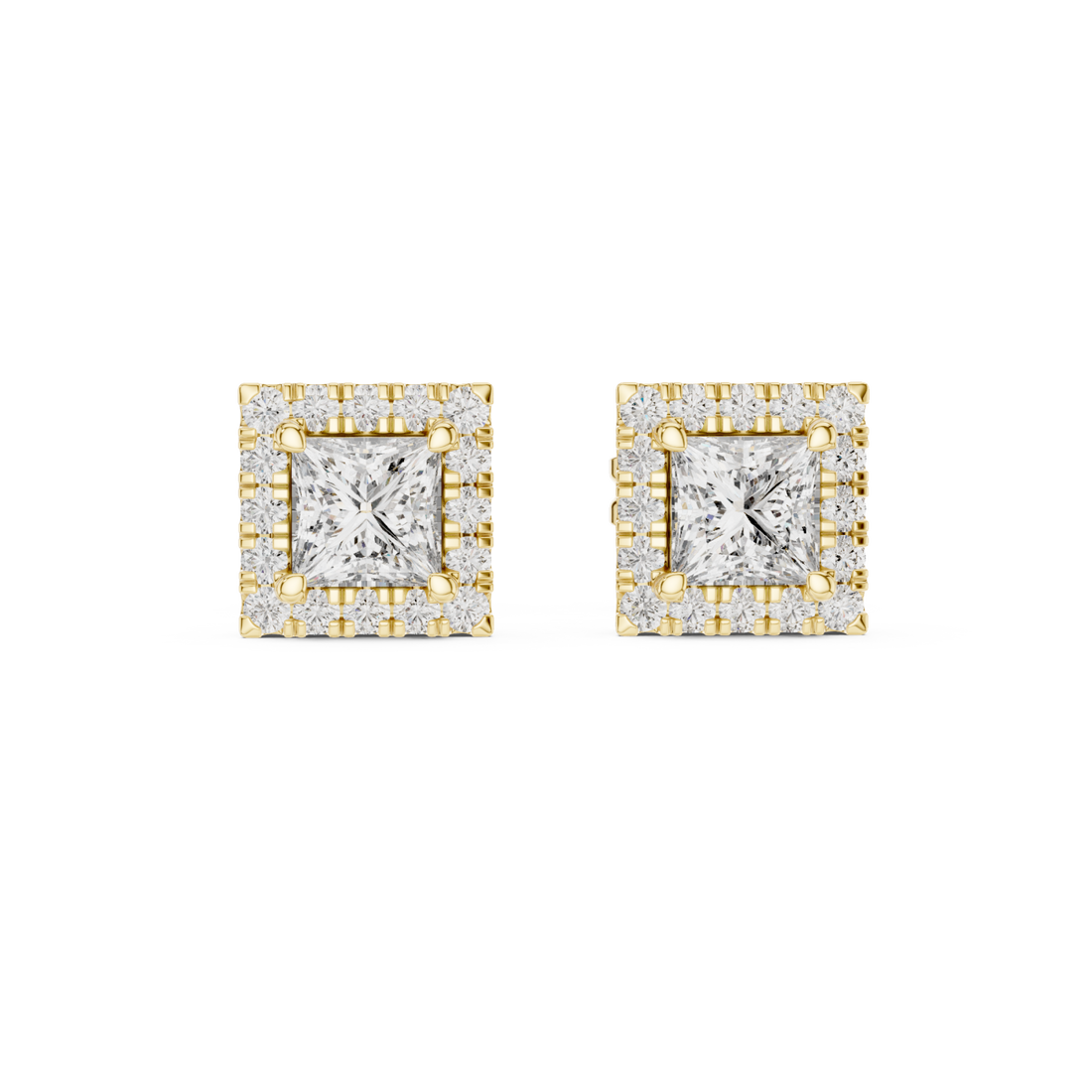 Gold Radiant Square Elegance Stud Earrings Right View