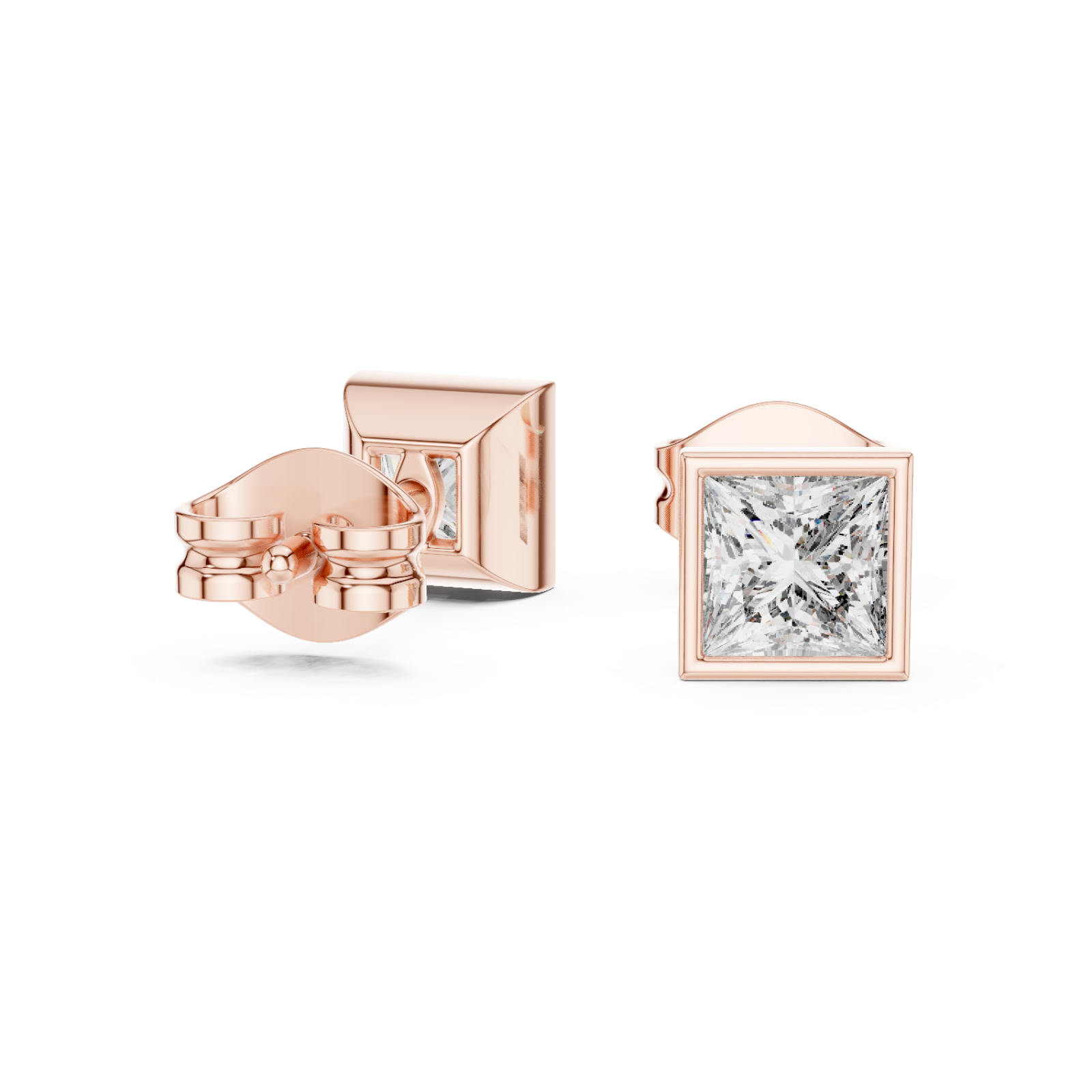  Rose Gold Sculpted Radiance Modern Stud Earrings Left View