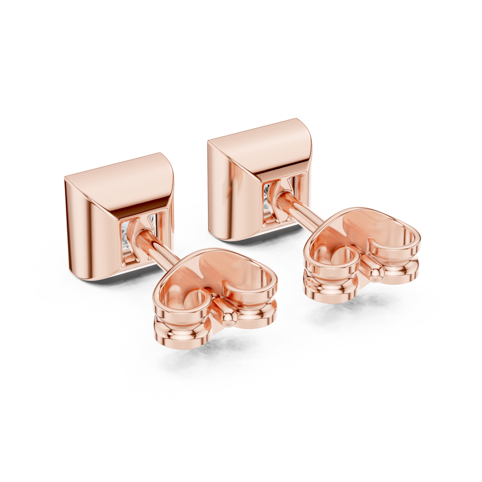  Rose Gold Sculpted Radiance Modern Stud Earrings Side View