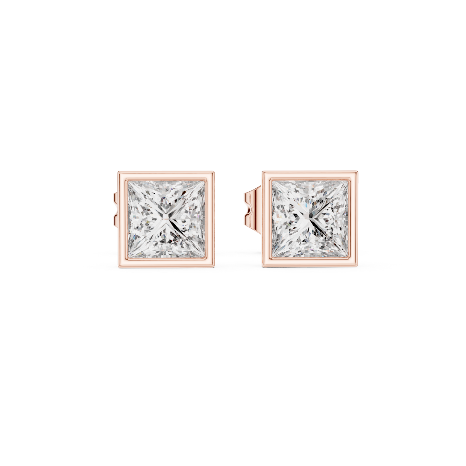  Rose Gold Sculpted Radiance Modern Stud Earrings Front View