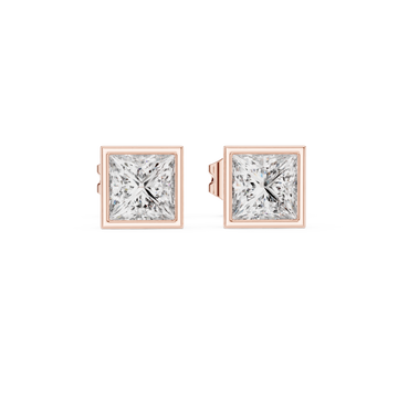  Rose Gold Sculpted Radiance Modern Stud Earrings Front View