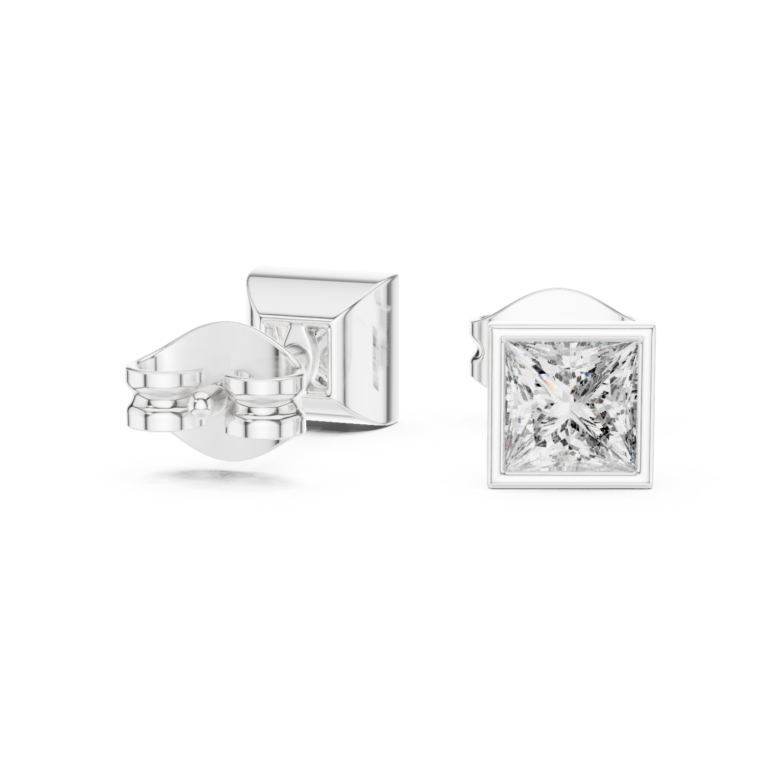  White Gold Sculpted Radiance Modern Stud Earrings Left View